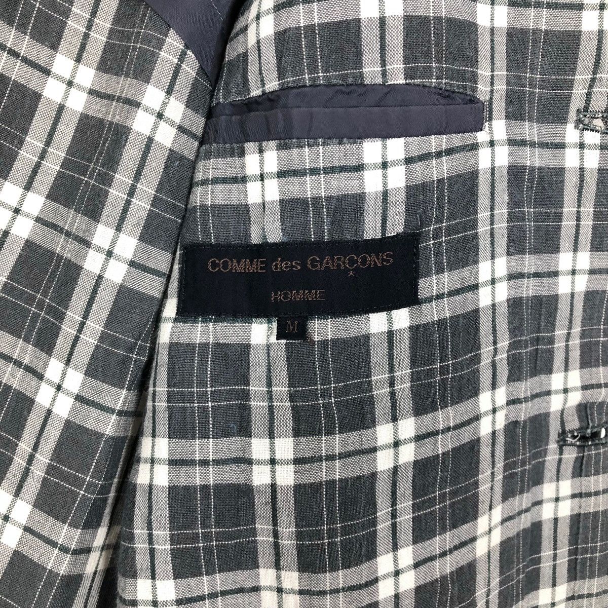 Comme des Garcons Vintage 90s Comme Des Garcons Homme Plaid Linen Coat Size US L / EU 52-54 / 3 - 11 Thumbnail