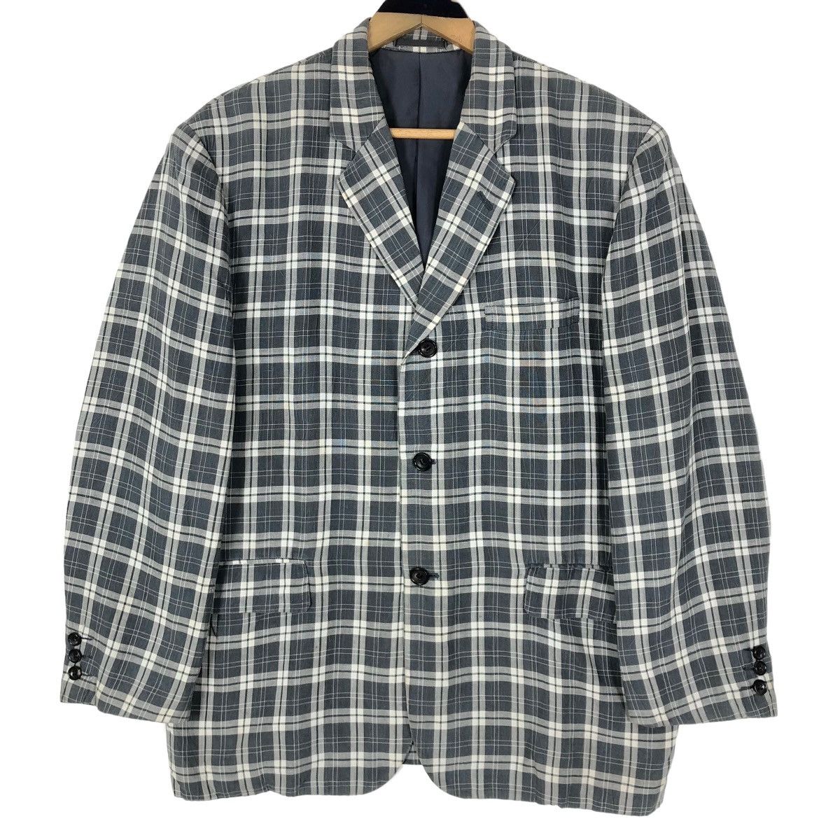 Comme des Garcons Vintage 90s Comme Des Garcons Homme Plaid Linen Coat Size US L / EU 52-54 / 3 - 1 Thumbnail