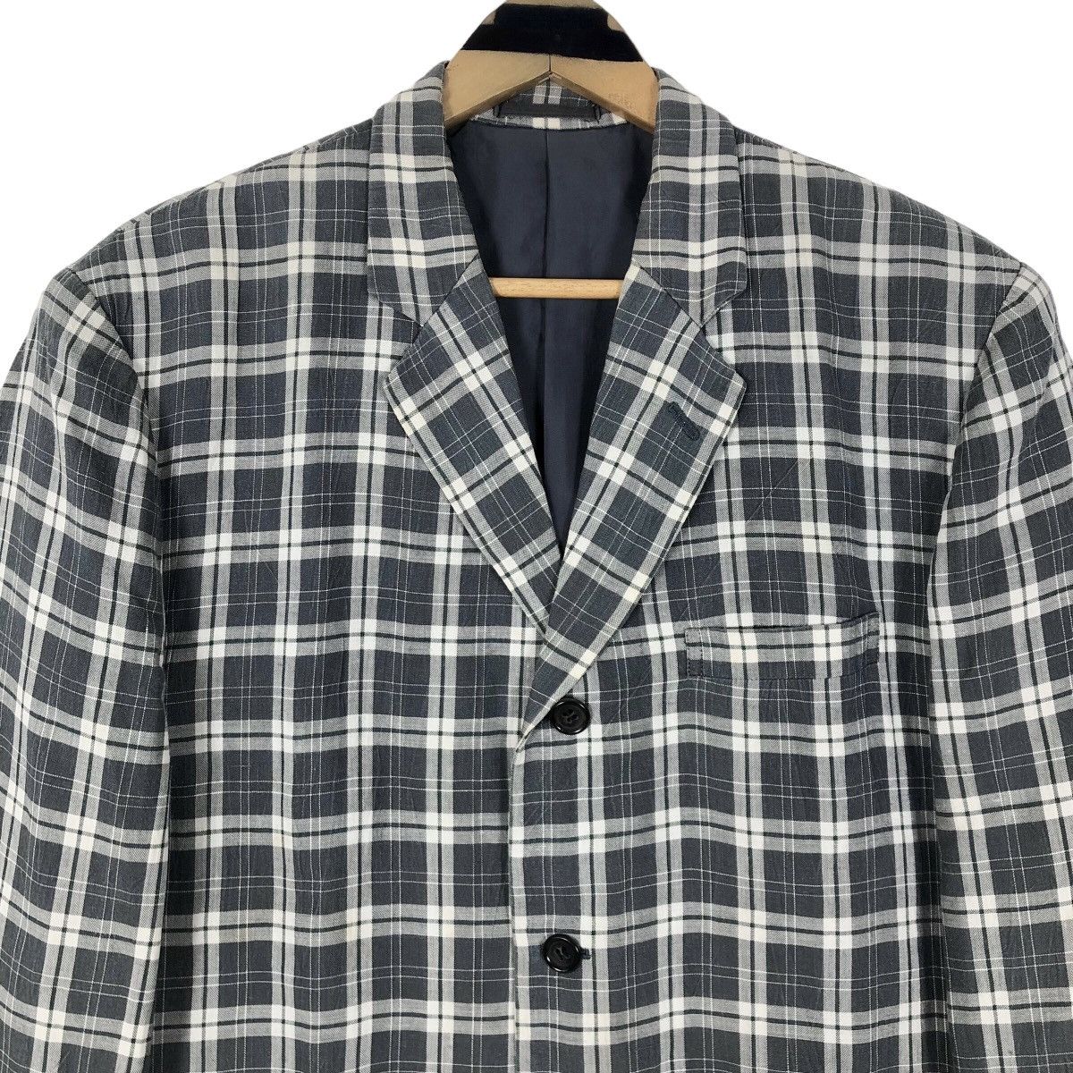 Comme des Garcons Vintage 90s Comme Des Garcons Homme Plaid Linen Coat Size US L / EU 52-54 / 3 - 5 Thumbnail