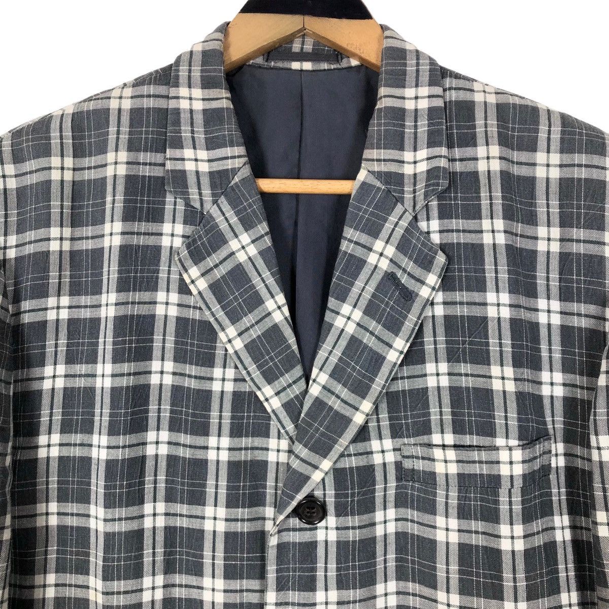 Comme des Garcons Vintage 90s Comme Des Garcons Homme Plaid Linen Coat Size US L / EU 52-54 / 3 - 6 Thumbnail