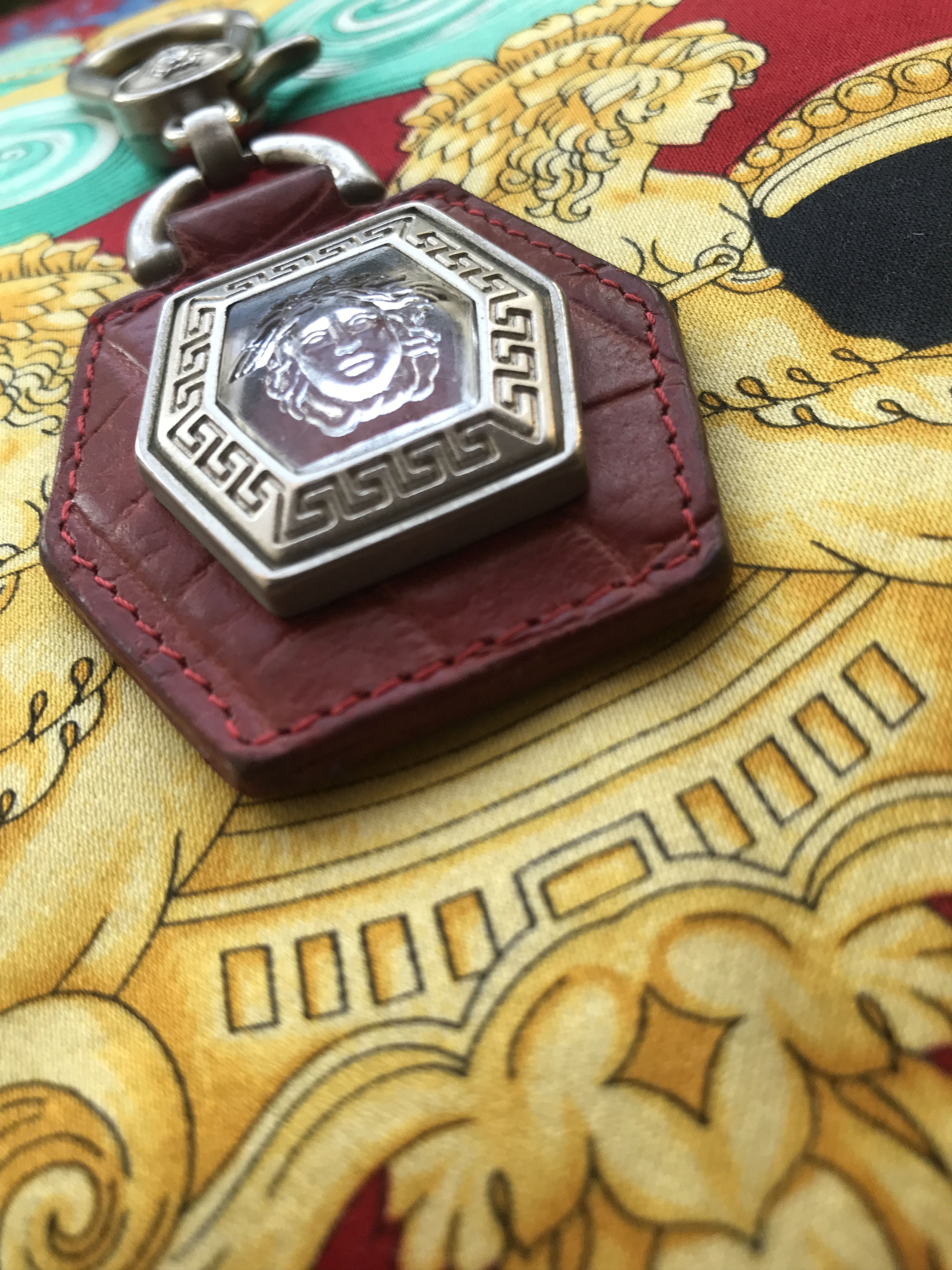 Rare Gianni Versace Medusa Hexagon Greca Keyring Pendant