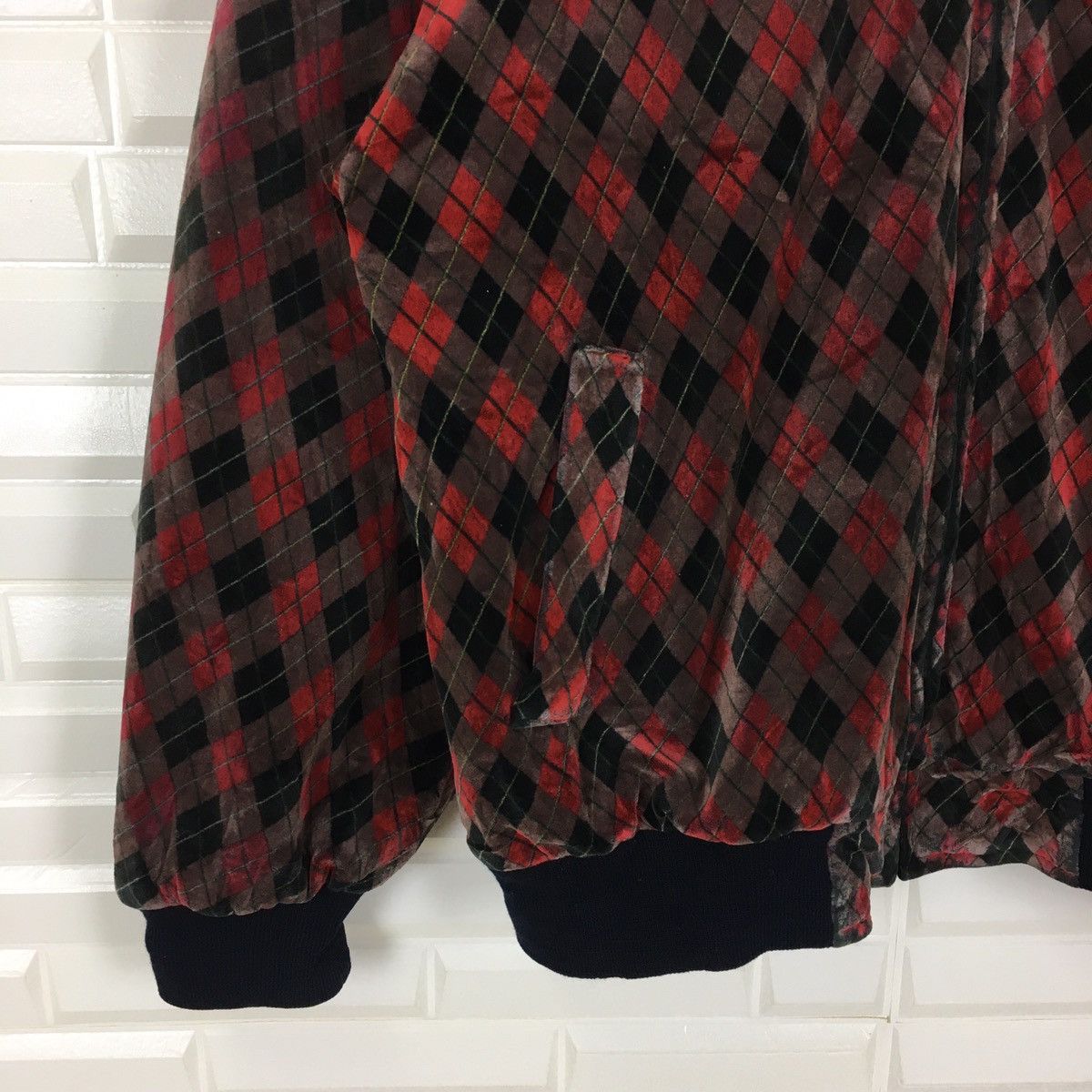Japanese Brand Classique Japanese Velvet Argyle Bomber Style Size US M / EU 48-50 / 2 - 3 Thumbnail