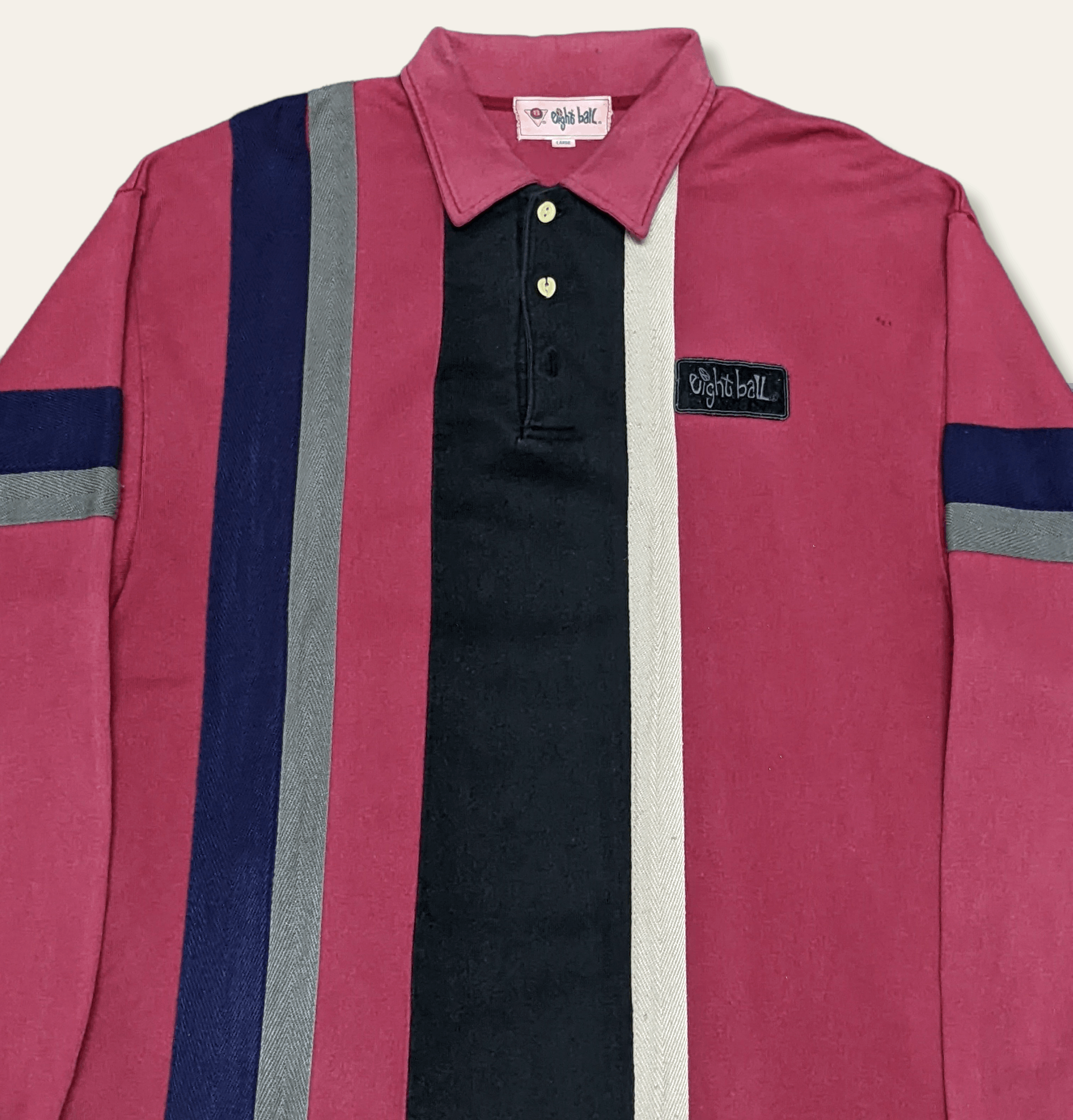 Vintage Vintage 90s Eightball Skateboards Striped Rugby Shirt Size US L / EU 52-54 / 3 - 3 Thumbnail