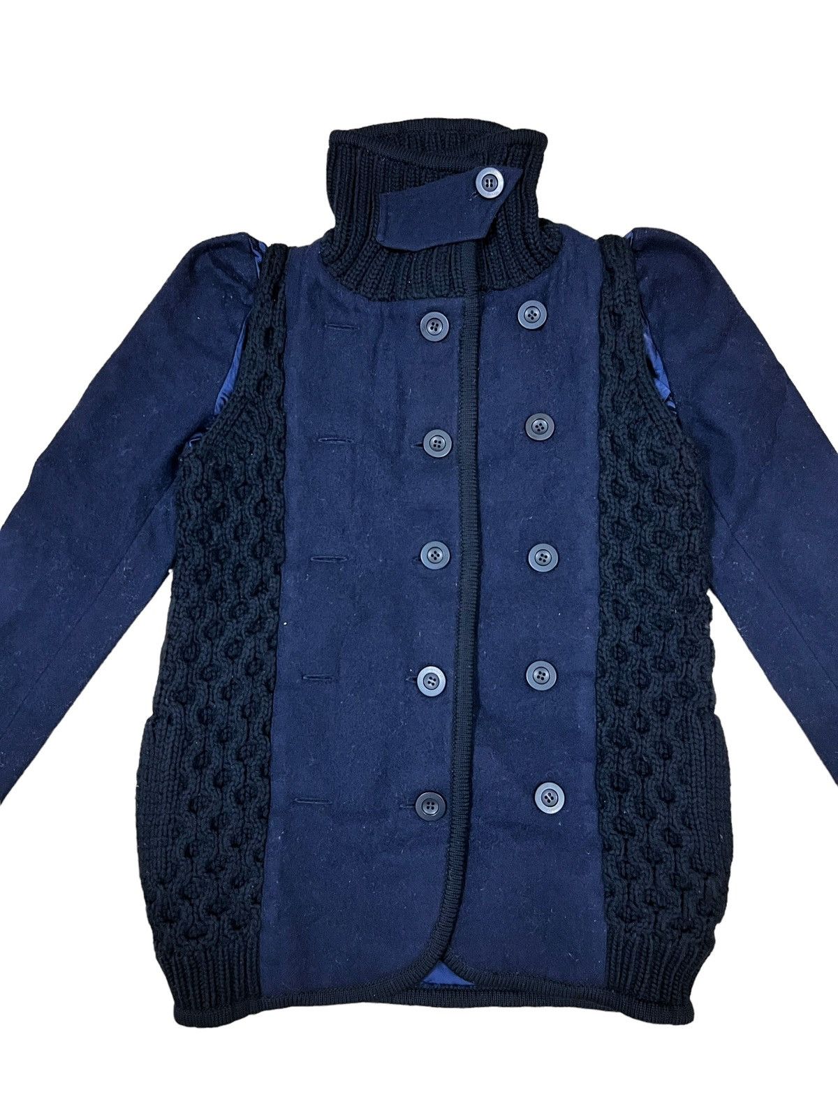 Sacai ARCHIVE🔥AW09 Sacai Hybrid Knit Wool Double Breast Jacket Size US M / EU 48-50 / 2 - 1 Thumbnail