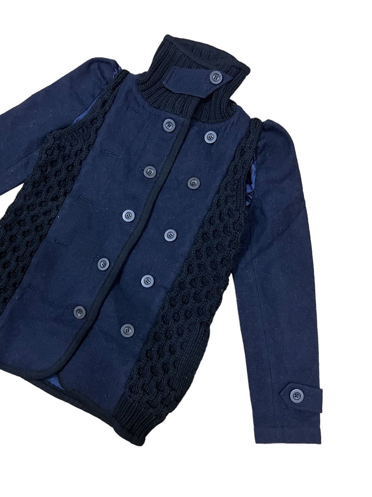 Sacai ARCHIVE🔥AW09 Sacai Hybrid Knit Wool Double Breast Jacket Size US M / EU 48-50 / 2 - 4 Thumbnail