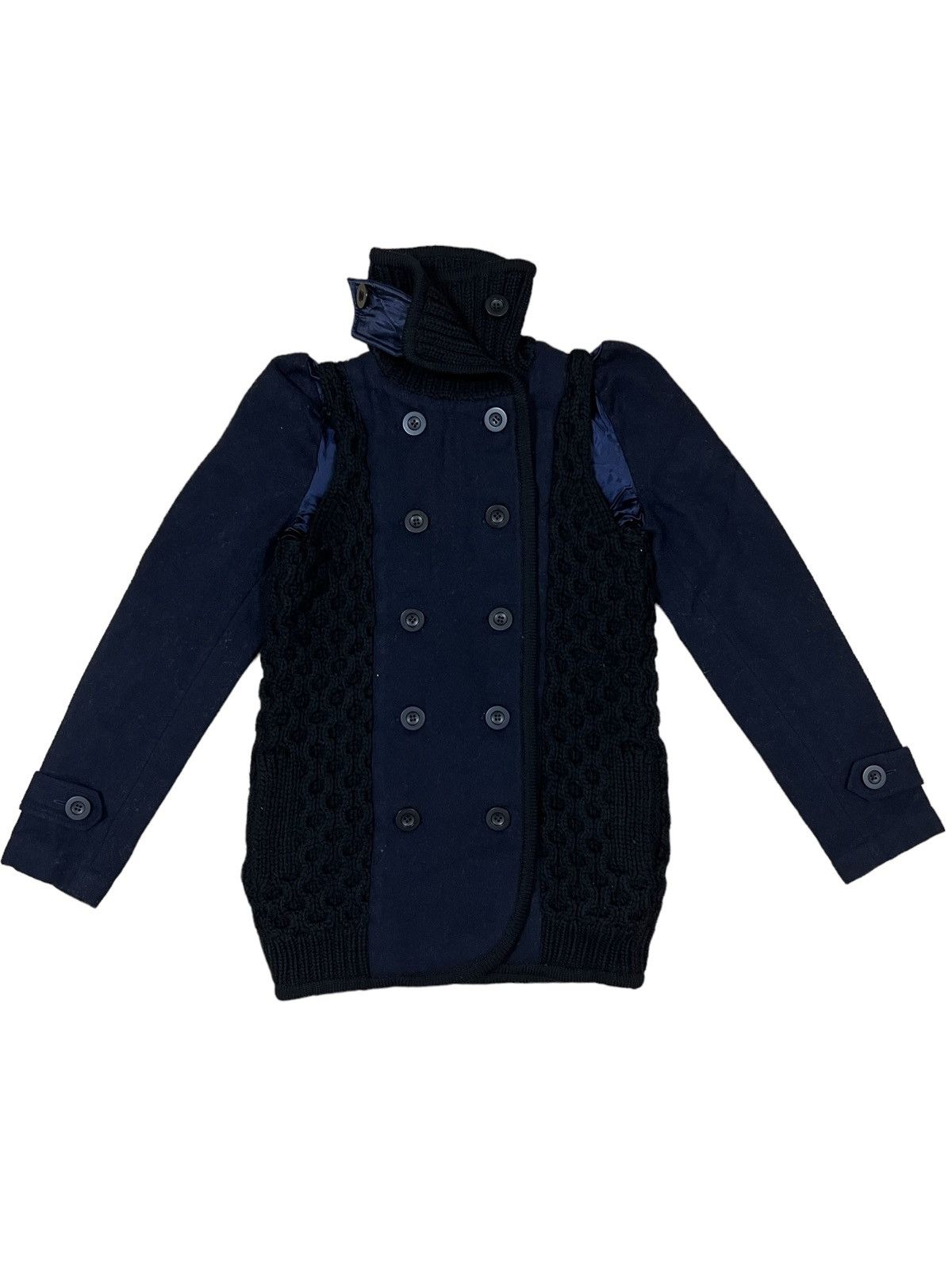 Sacai ARCHIVE🔥AW09 Sacai Hybrid Knit Wool Double Breast Jacket Size US M / EU 48-50 / 2 - 3 Thumbnail