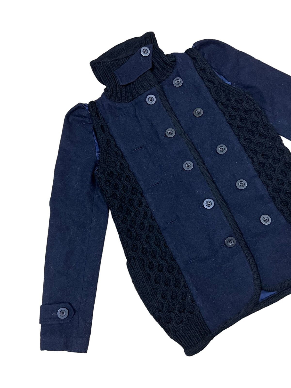 Sacai ARCHIVE🔥AW09 Sacai Hybrid Knit Wool Double Breast Jacket Size US M / EU 48-50 / 2 - 5 Thumbnail