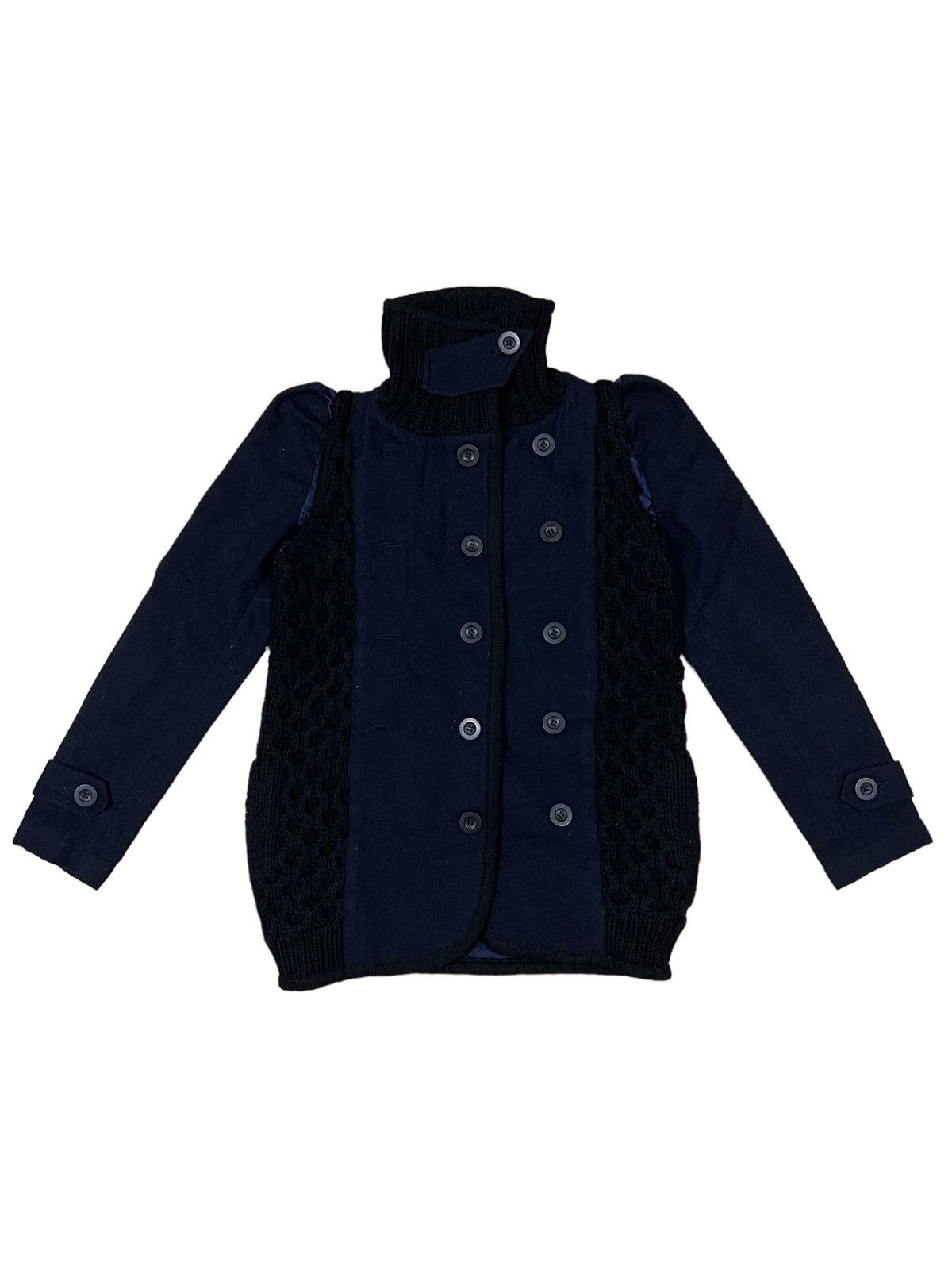 Sacai ARCHIVE🔥AW09 Sacai Hybrid Knit Wool Double Breast Jacket Size US M / EU 48-50 / 2 - 2 Thumbnail
