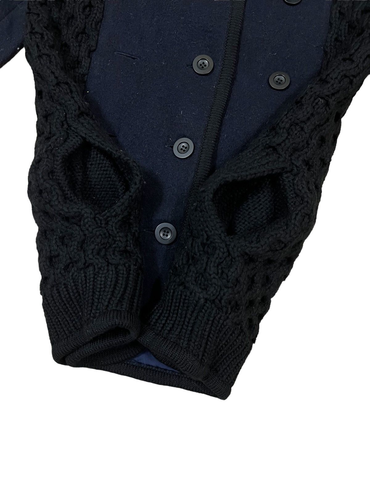 Sacai ARCHIVE🔥AW09 Sacai Hybrid Knit Wool Double Breast Jacket Size US M / EU 48-50 / 2 - 7 Thumbnail