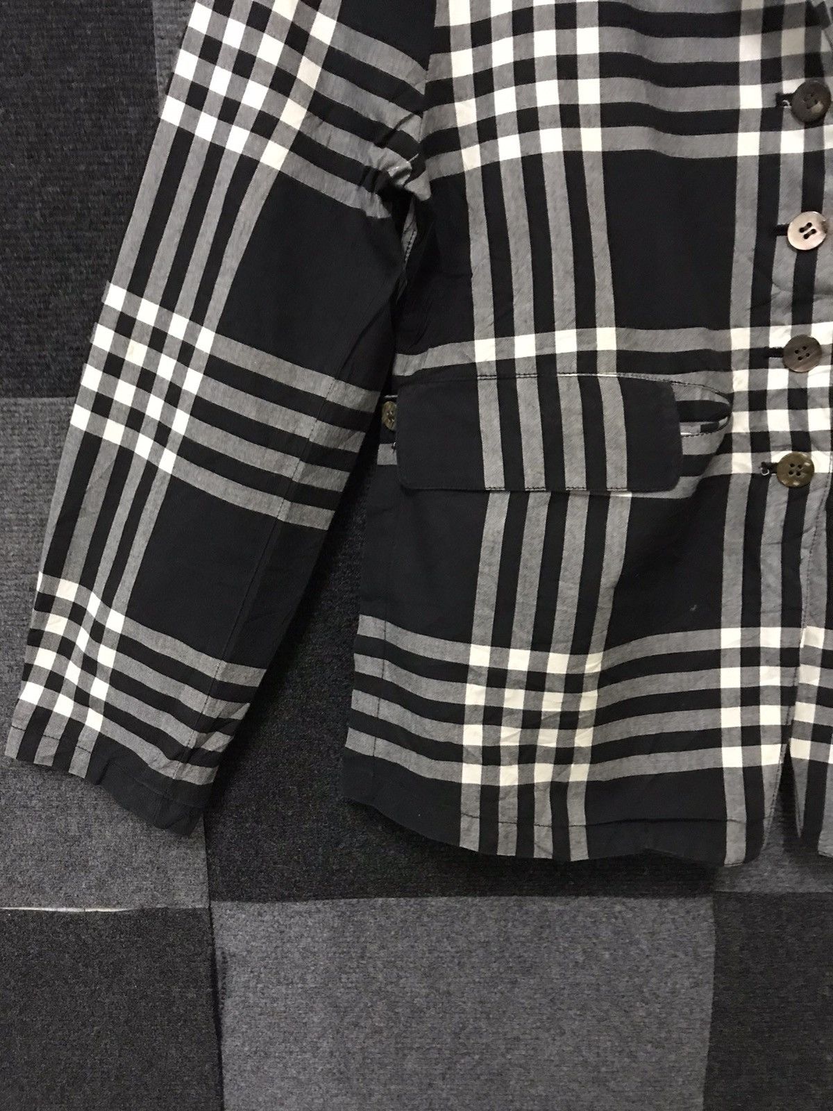 Designer ISSEY MIYAKE Checkered Cotton Blazer Size M / US 6-8 / IT 42-44 - 6 Thumbnail