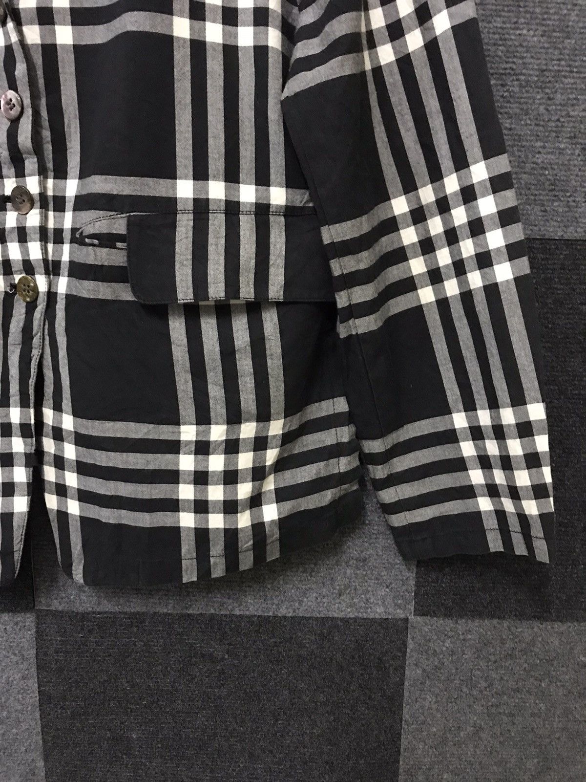 Designer ISSEY MIYAKE Checkered Cotton Blazer Size M / US 6-8 / IT 42-44 - 5 Thumbnail