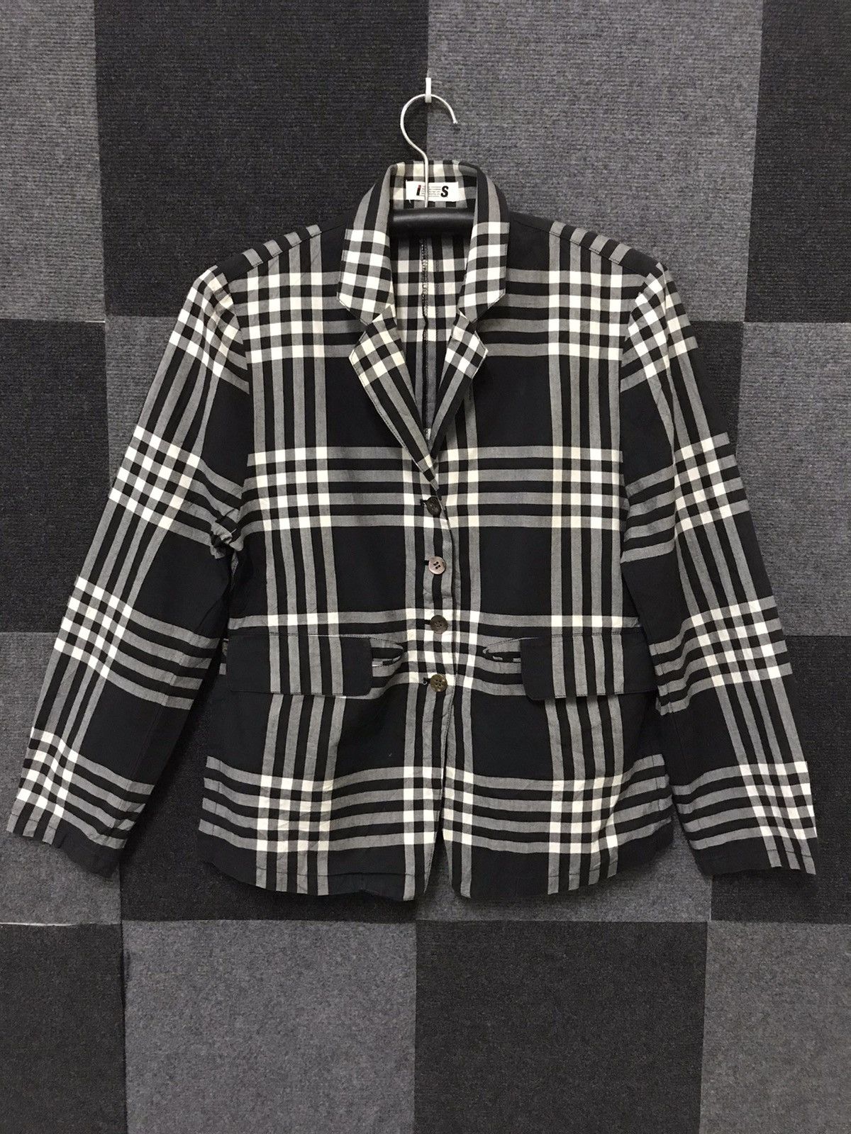 Designer ISSEY MIYAKE Checkered Cotton Blazer Size M / US 6-8 / IT 42-44 - 1 Thumbnail