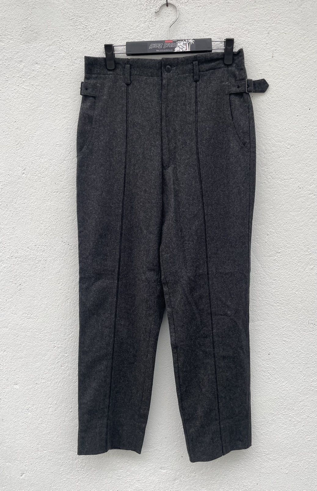 Designer OZZ Mens Wool Side Buckle Pants made in japan Size US 30 / EU 46 - 2 Thumbnail