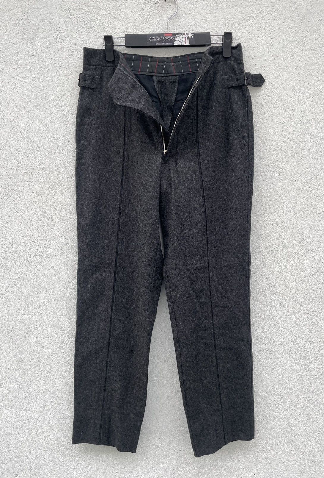 Designer OZZ Mens Wool Side Buckle Pants made in japan Size US 30 / EU 46 - 1 Thumbnail