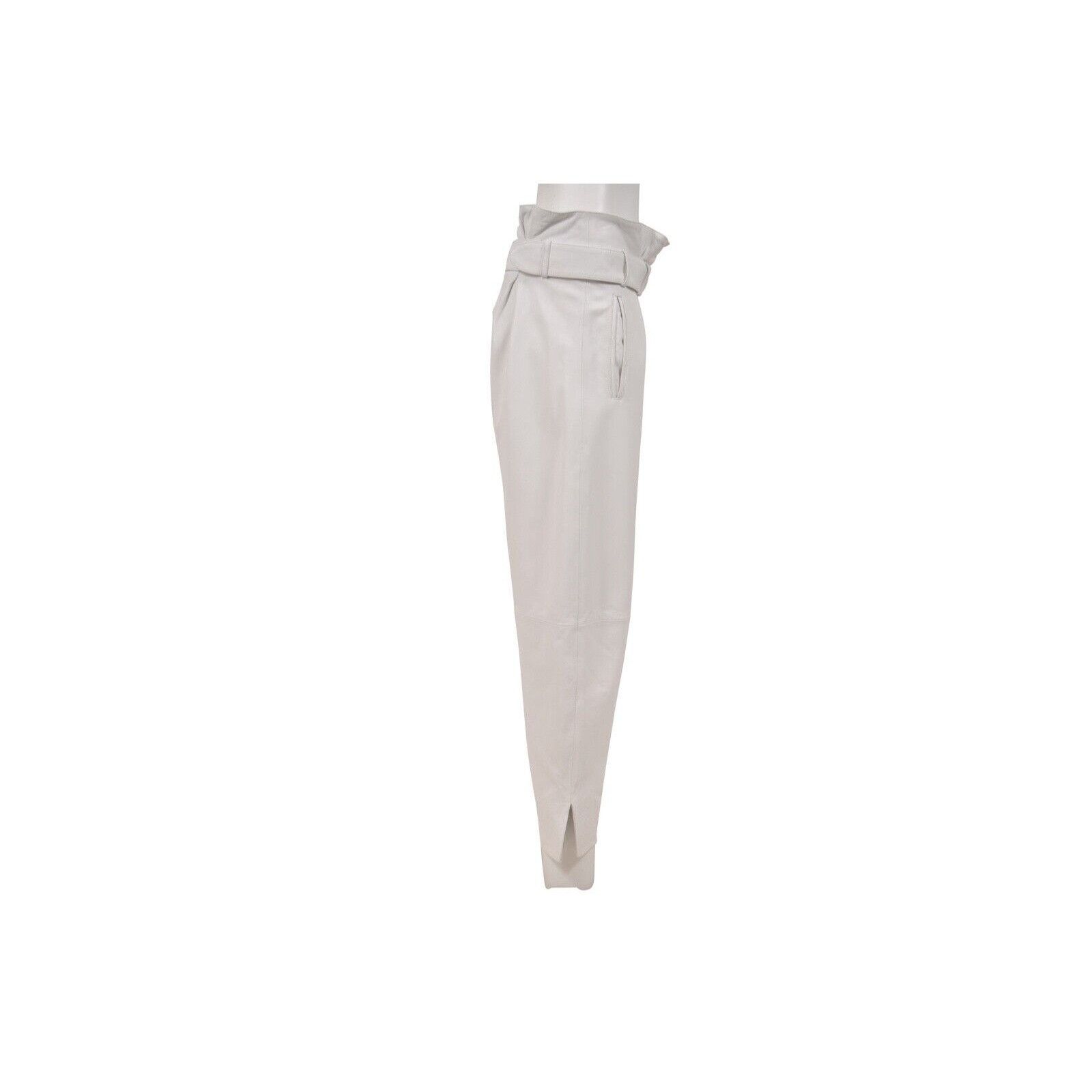 The Attico High Waist Pants White Slit Leather Belted Trousers Size 30" / US 8 / IT 44 - 6 Thumbnail