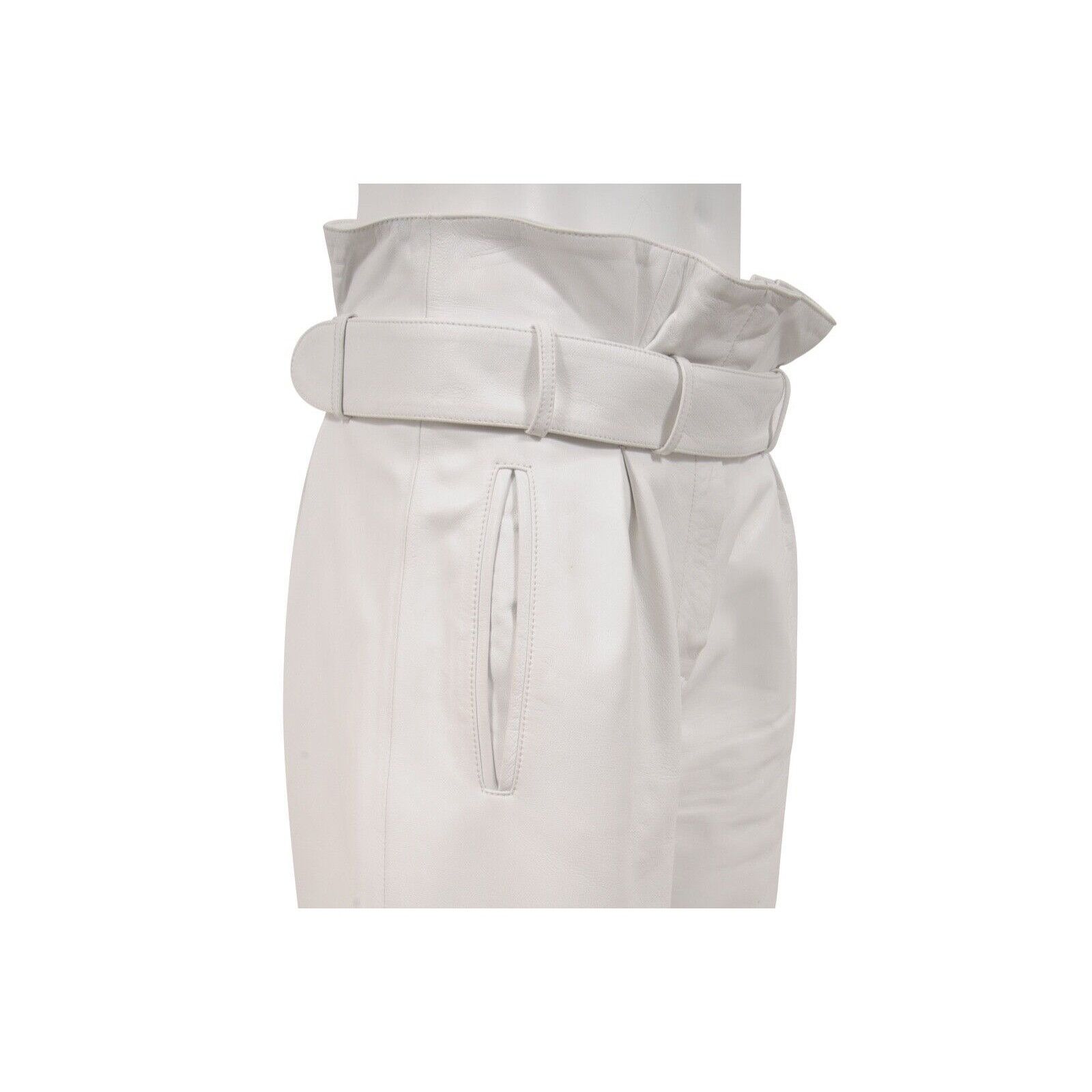 The Attico High Waist Pants White Slit Leather Belted Trousers Size 30" / US 8 / IT 44 - 5 Thumbnail