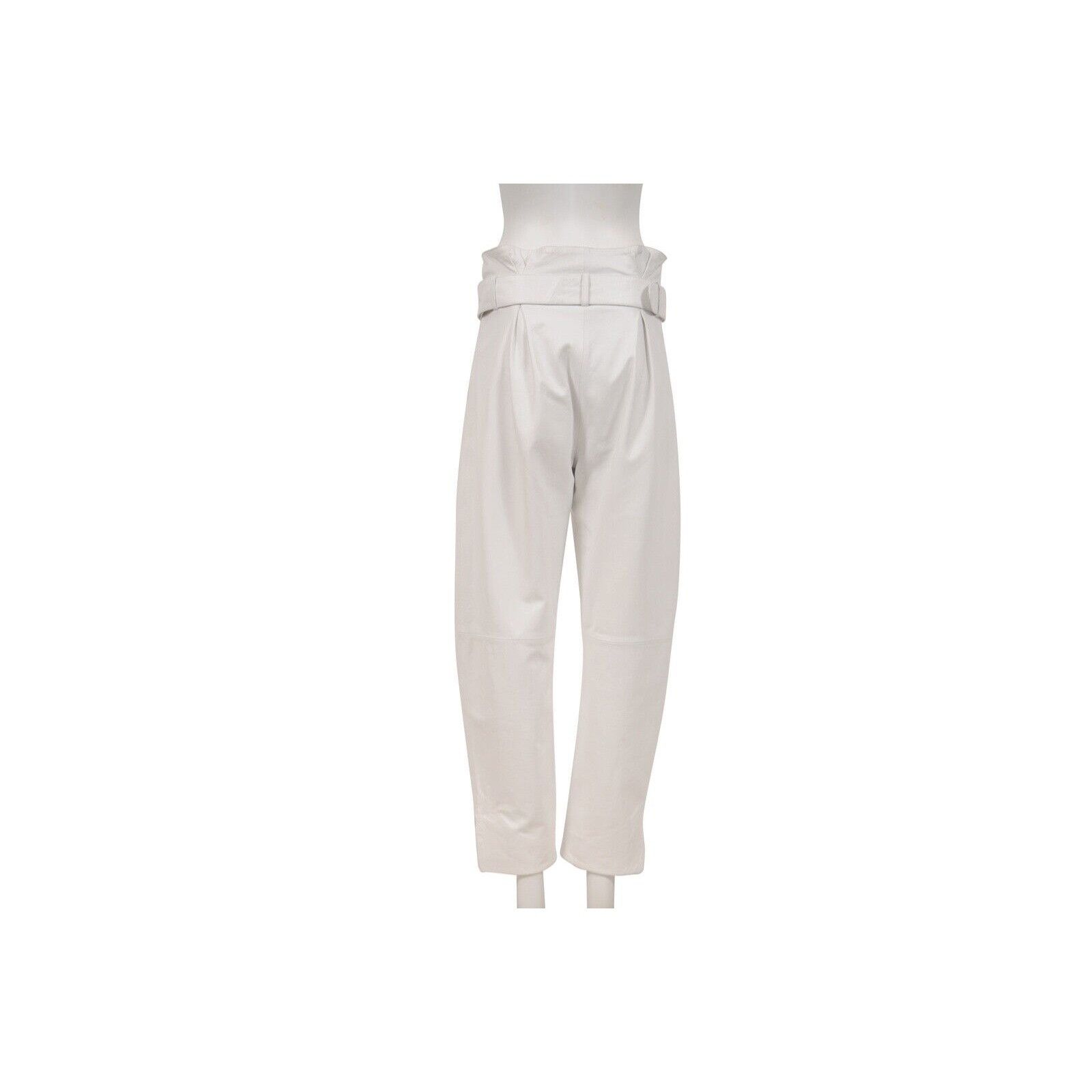 The Attico High Waist Pants White Slit Leather Belted Trousers Size 30" / US 8 / IT 44 - 7 Thumbnail
