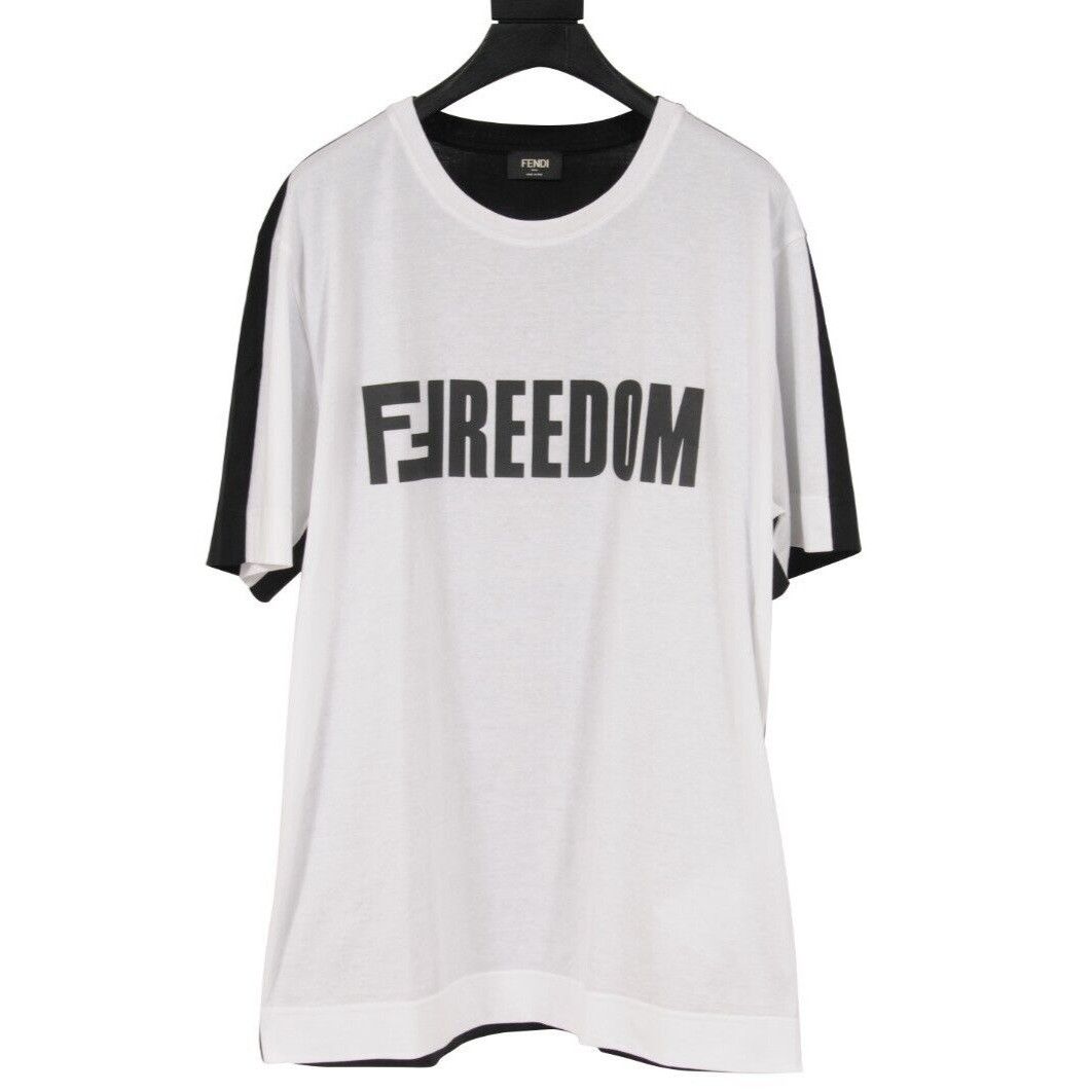 Fendi FFreedom Logo Split T Shirt Size US S / EU 44-46 / 1 - 1 Thumbnail
