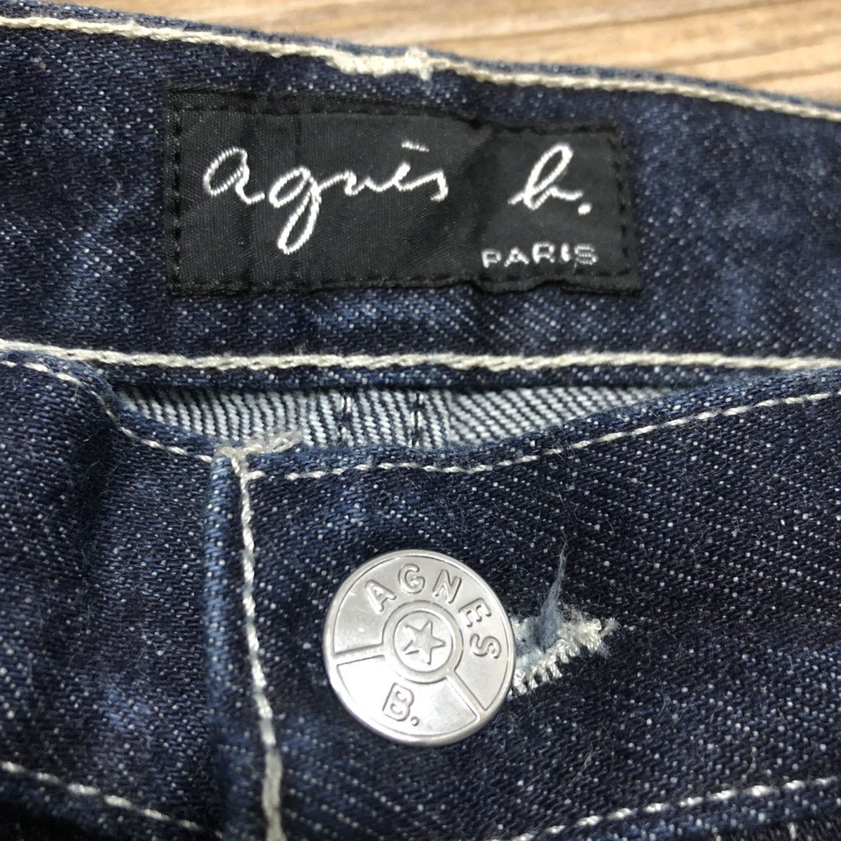 Designer × Vintage × agnes b. Vintage Agnes B. Paris Denim Casual Cropped Pants Design Size US 26 / EU 42 - 4 Thumbnail