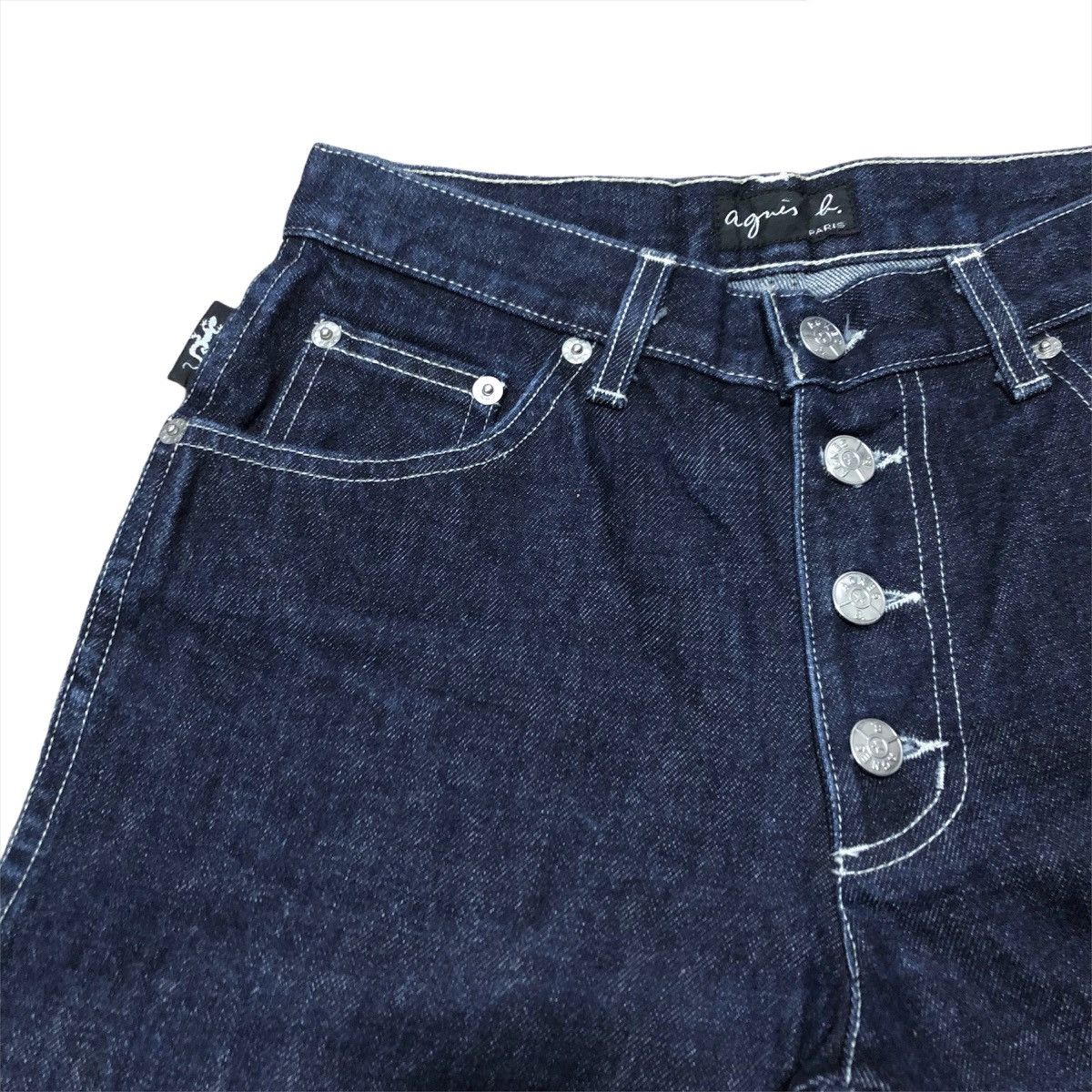 Designer × Vintage × agnes b. Vintage Agnes B. Paris Denim Casual Cropped Pants Design Size US 26 / EU 42 - 2 Thumbnail