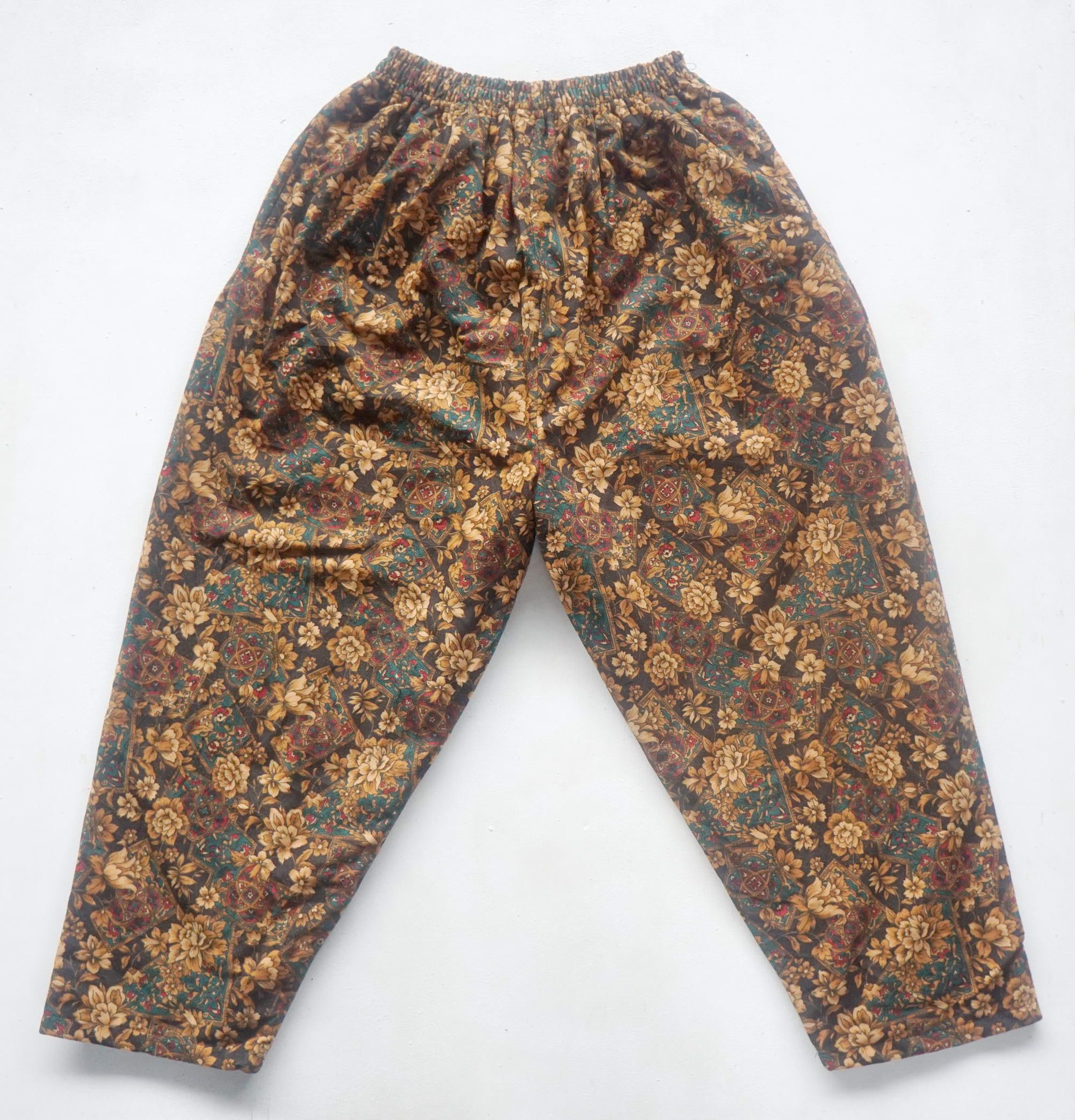 image of Floral & Plaid Reversible Baggy Casual Pants, Men's (Size 30)