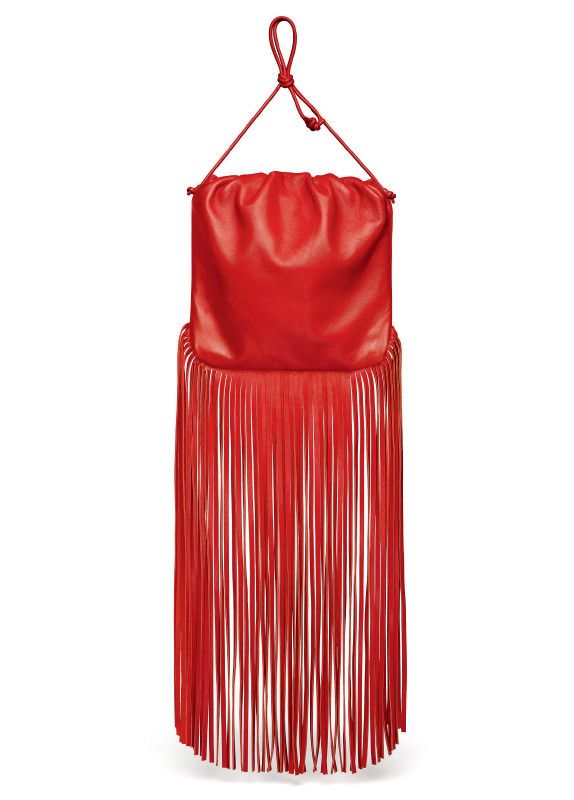 o1n1vont The Fringe Pouch In Red Nappa Leather