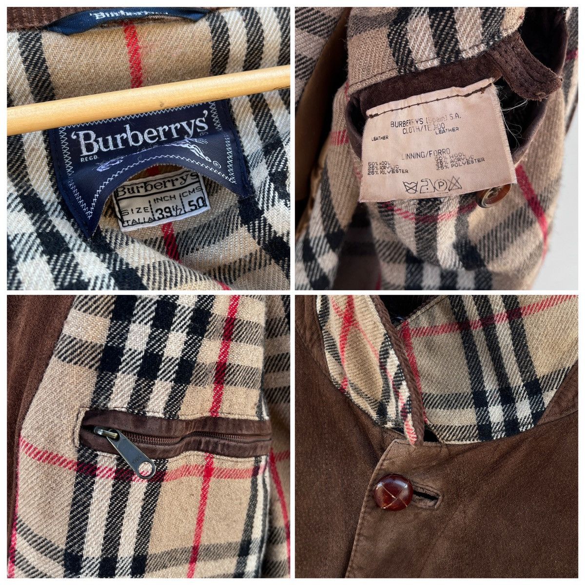 Burberry 🔥 Rare VTG BURBERRY Suede Leather Jacket NOVA CHECK Size US M / EU 48-50 / 2 - 8 Thumbnail