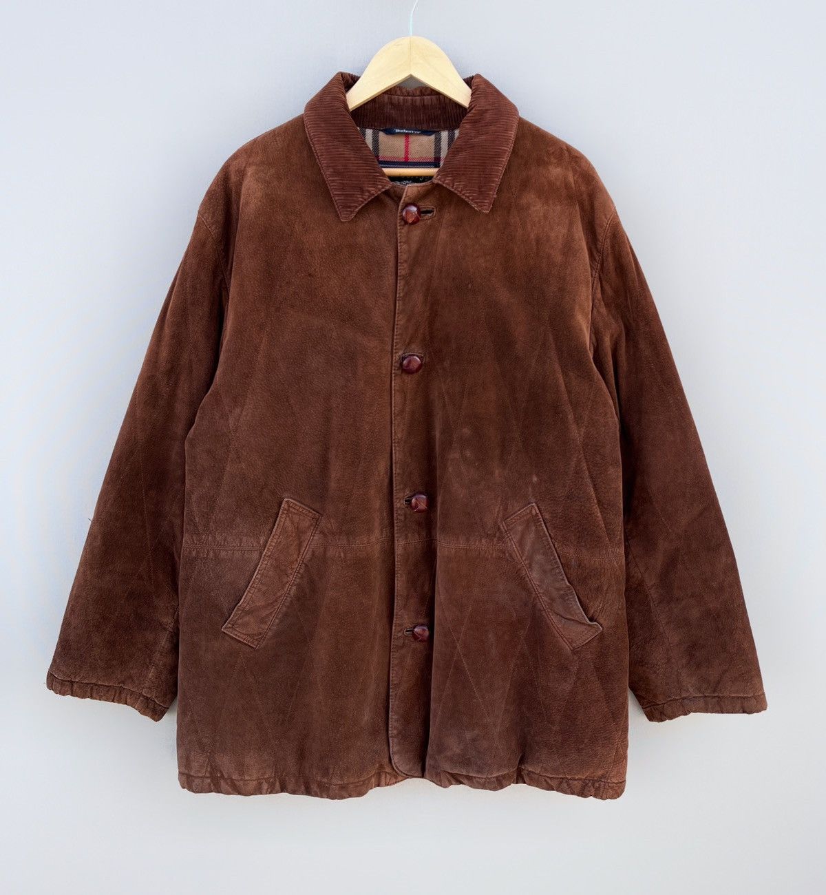 Burberry 🔥 Rare VTG BURBERRY Suede Leather Jacket NOVA CHECK Size US M / EU 48-50 / 2 - 5 Thumbnail