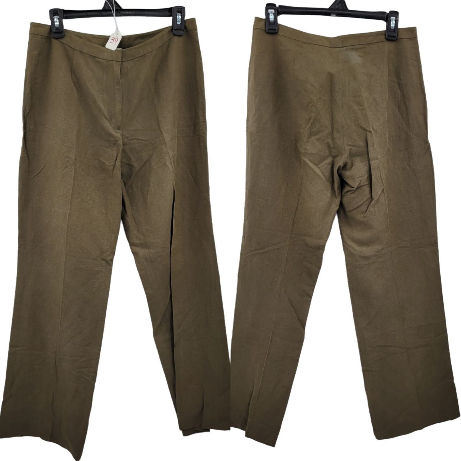 80's Emanuel Ungaro Trousers 6 Silk Linen Army Green