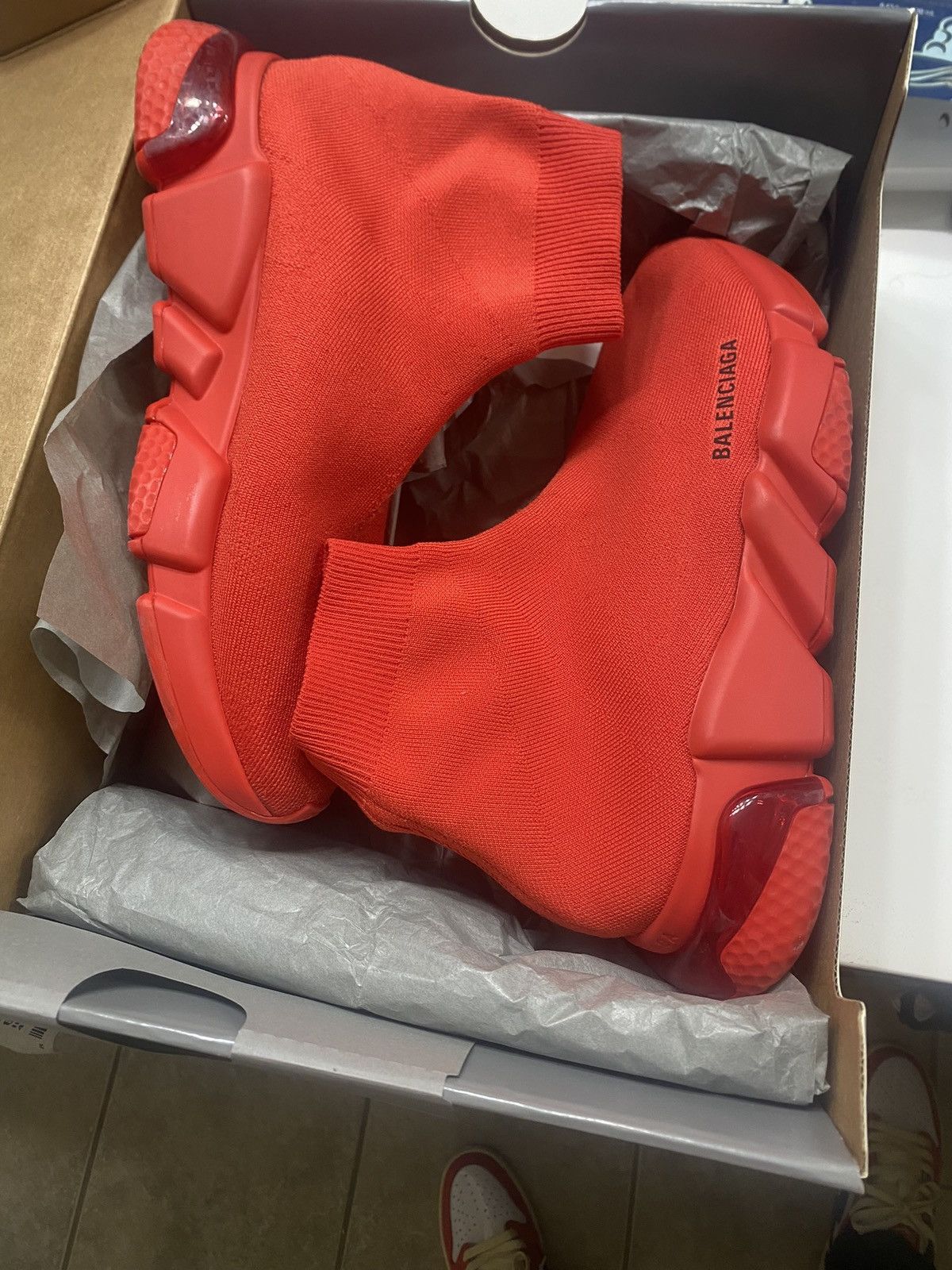 Balenciaga Speed Clear Sole Red Balenciaga Speed Trainer Clear Sole