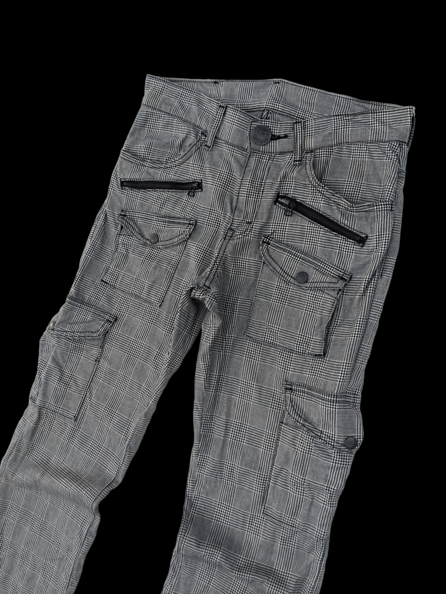 image of Free Style x Lee Checked Multipocket Cargo Pants in Grey, Men's (Size 28)