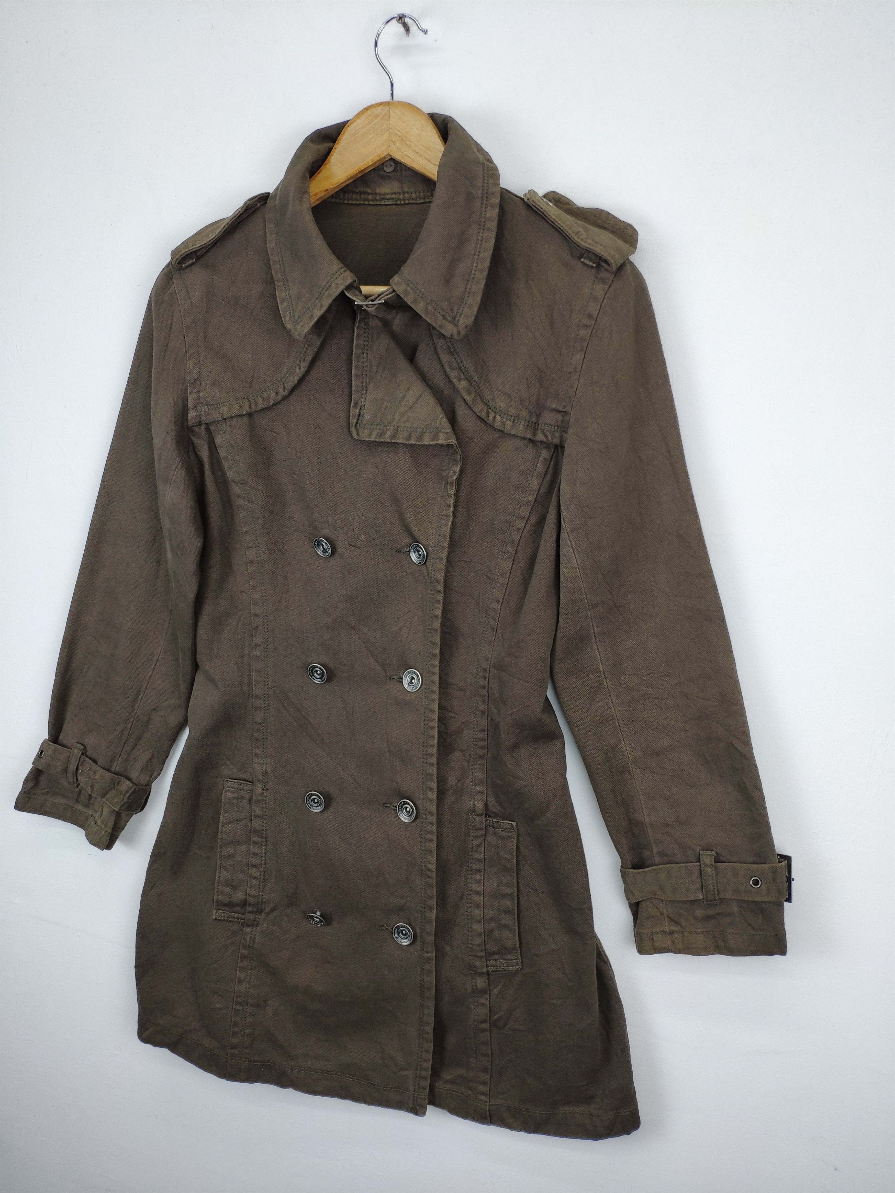 Japanese Brand × Vintage Vintage Denim Trench Coat Military Style Unbranded Size M / US 6-8 / IT 42-44 - 4 Thumbnail