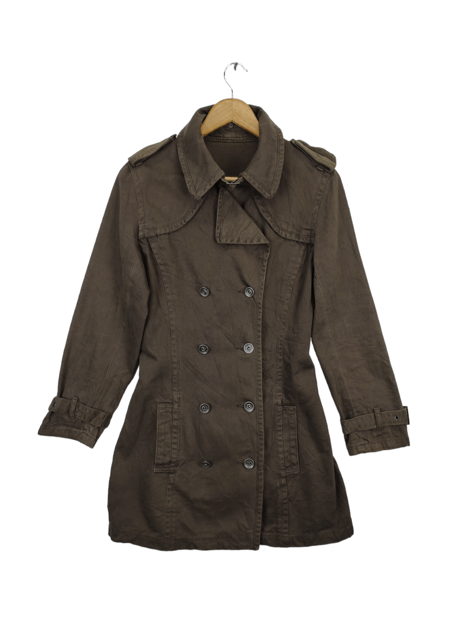 Japanese Brand × Vintage Vintage Denim Trench Coat Military Style Unbranded Size M / US 6-8 / IT 42-44 - 1 Thumbnail