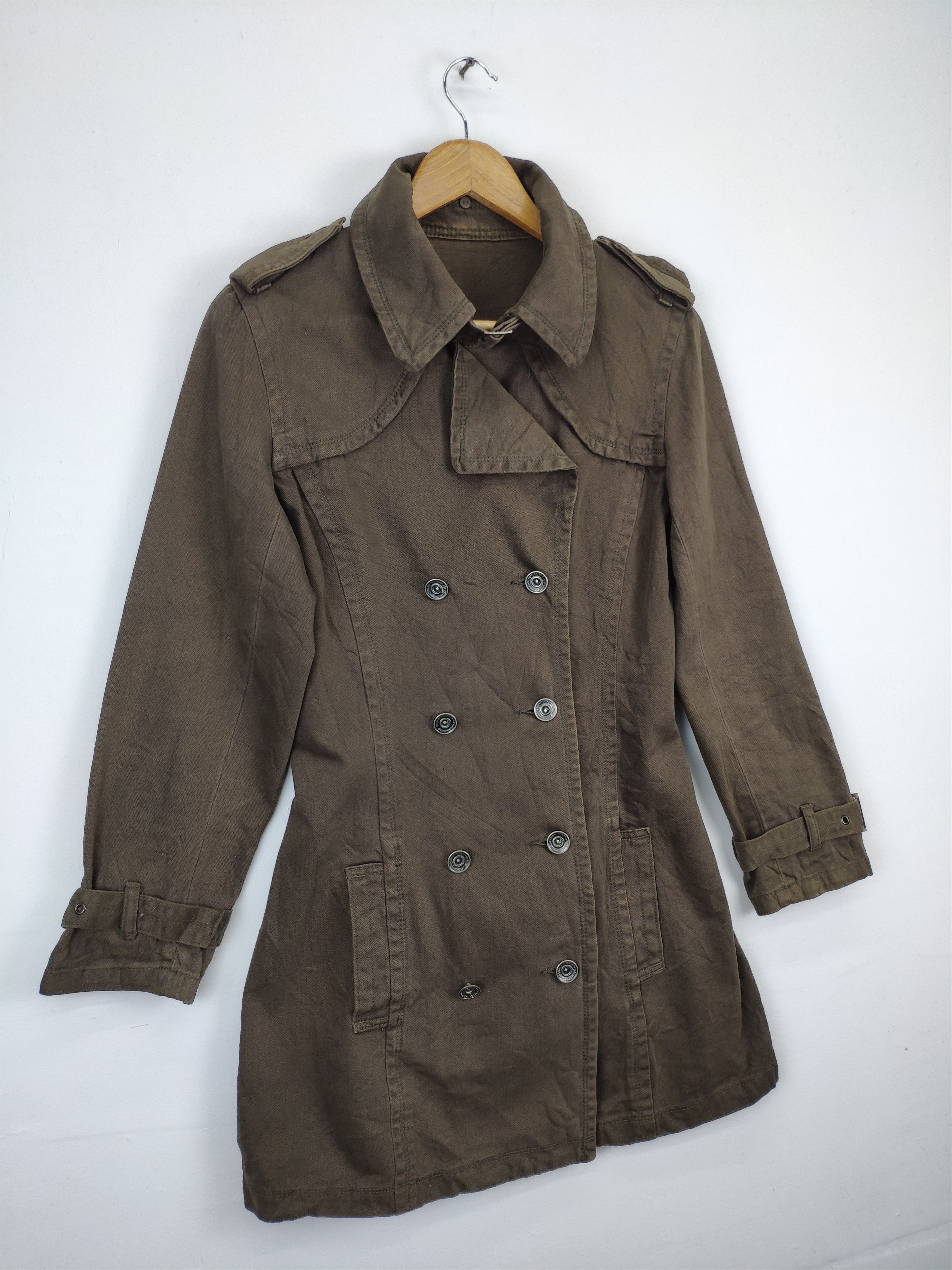 Japanese Brand × Vintage Vintage Denim Trench Coat Military Style Unbranded Size M / US 6-8 / IT 42-44 - 5 Thumbnail
