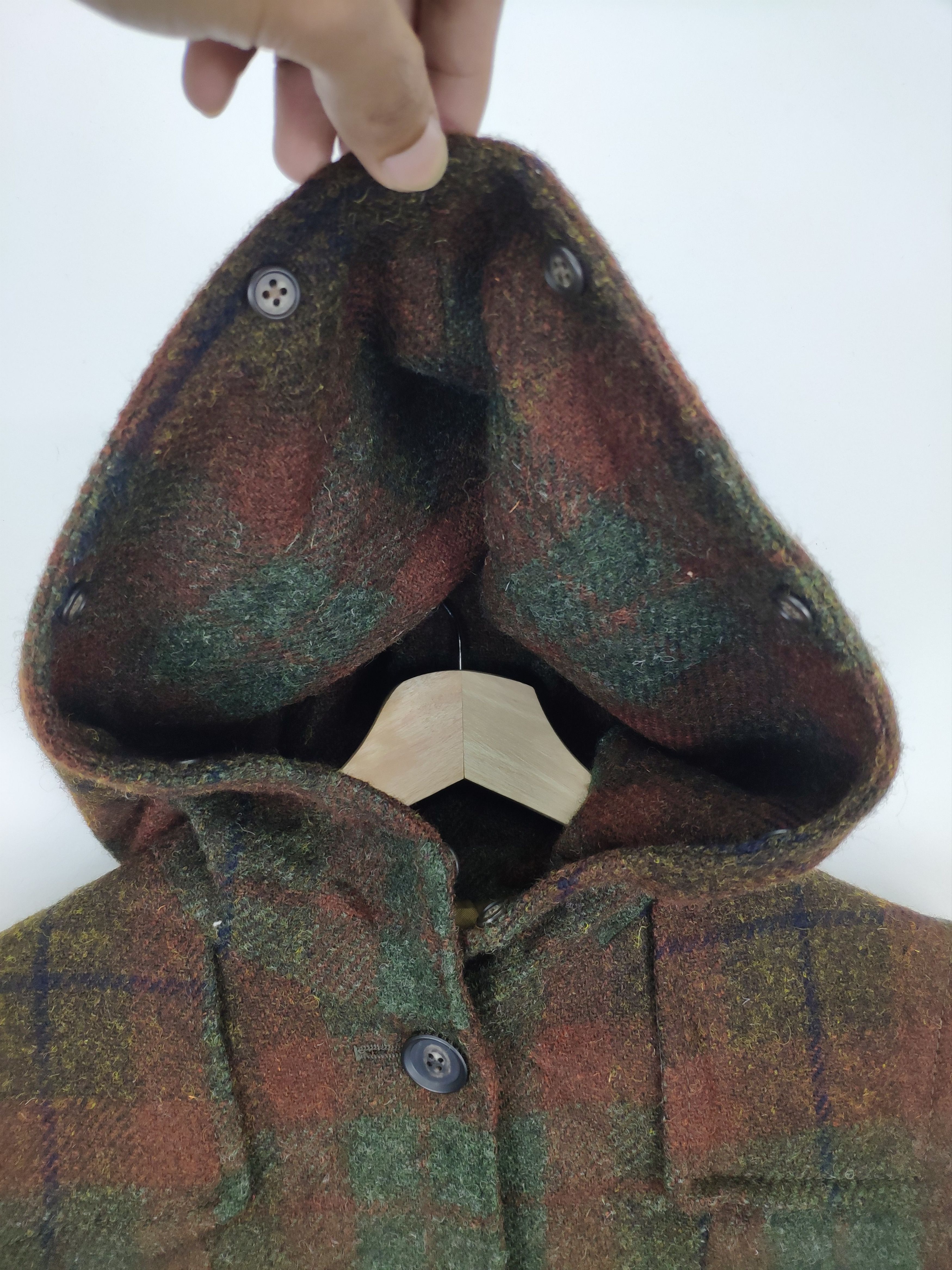 Japanese Brand × Vintage Vintage 2000s Wool Hooded Jacket Checkered Size M / US 6-8 / IT 42-44 - 13 Thumbnail