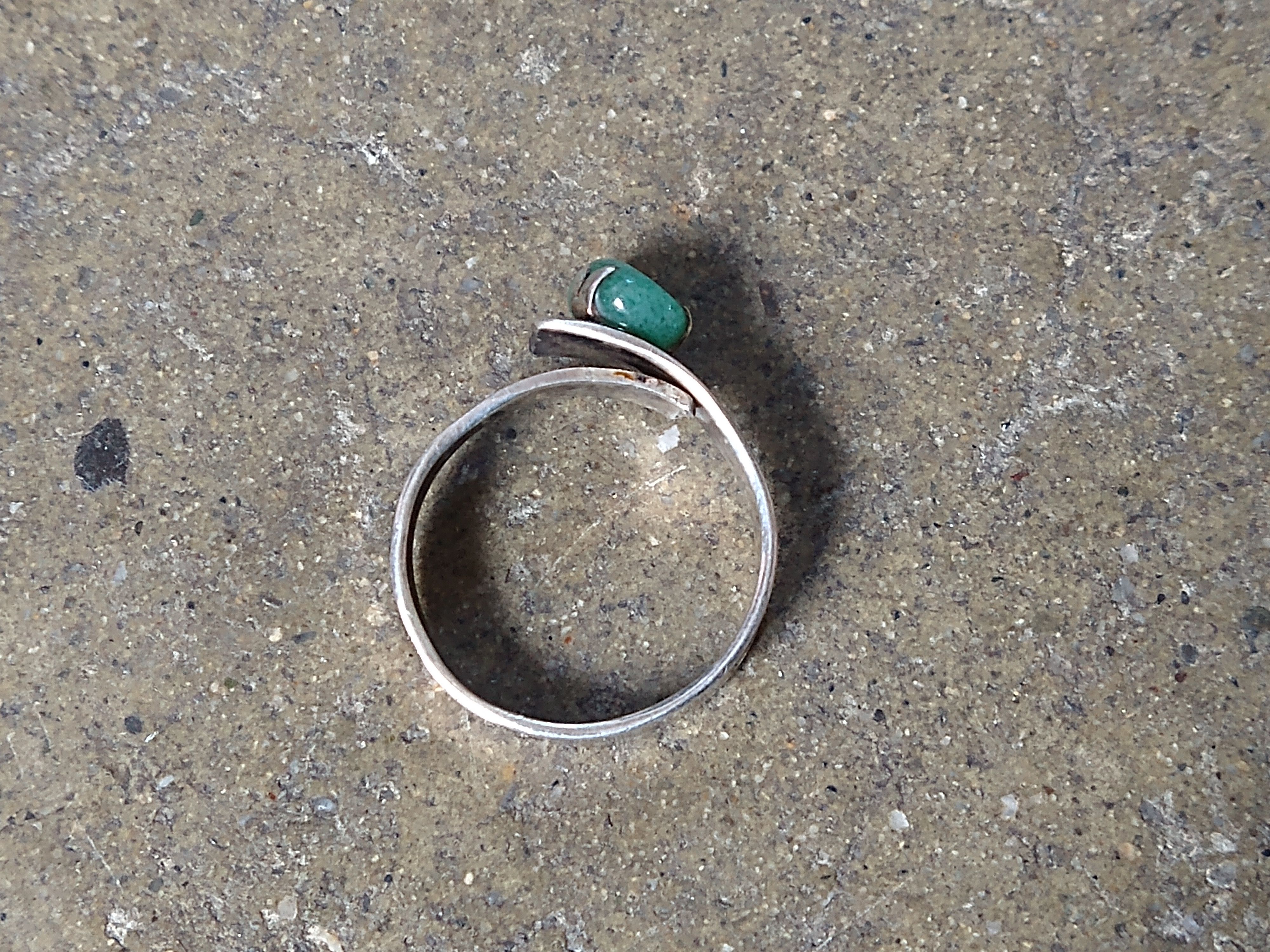 Jewelry × Vintage Vintage Sterling Silver Ring 7 Green Aventurine Modern Size ONE SIZE - 5 Thumbnail