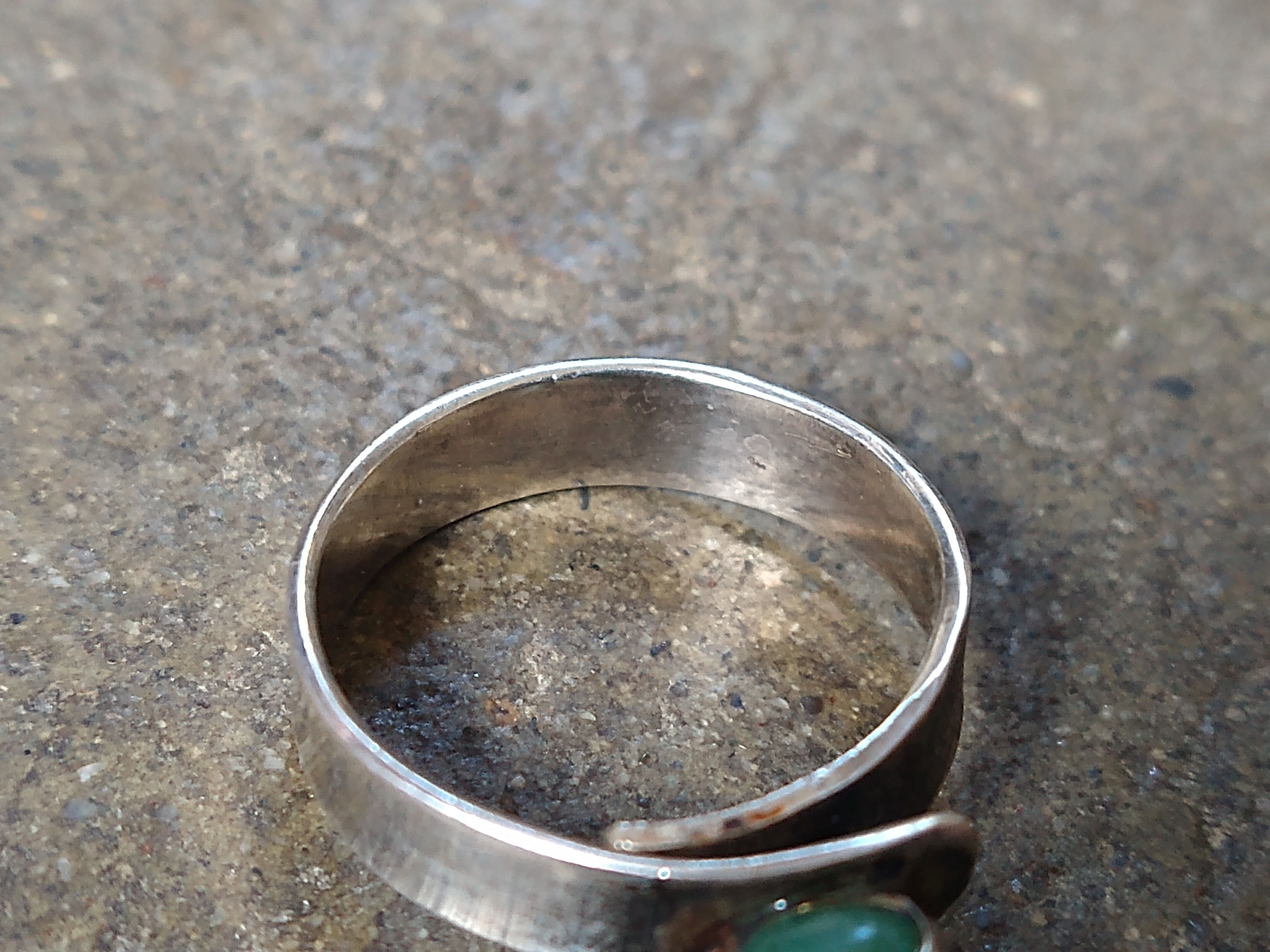 Jewelry × Vintage Vintage Sterling Silver Ring 7 Green Aventurine Modern Size ONE SIZE - 8 Thumbnail