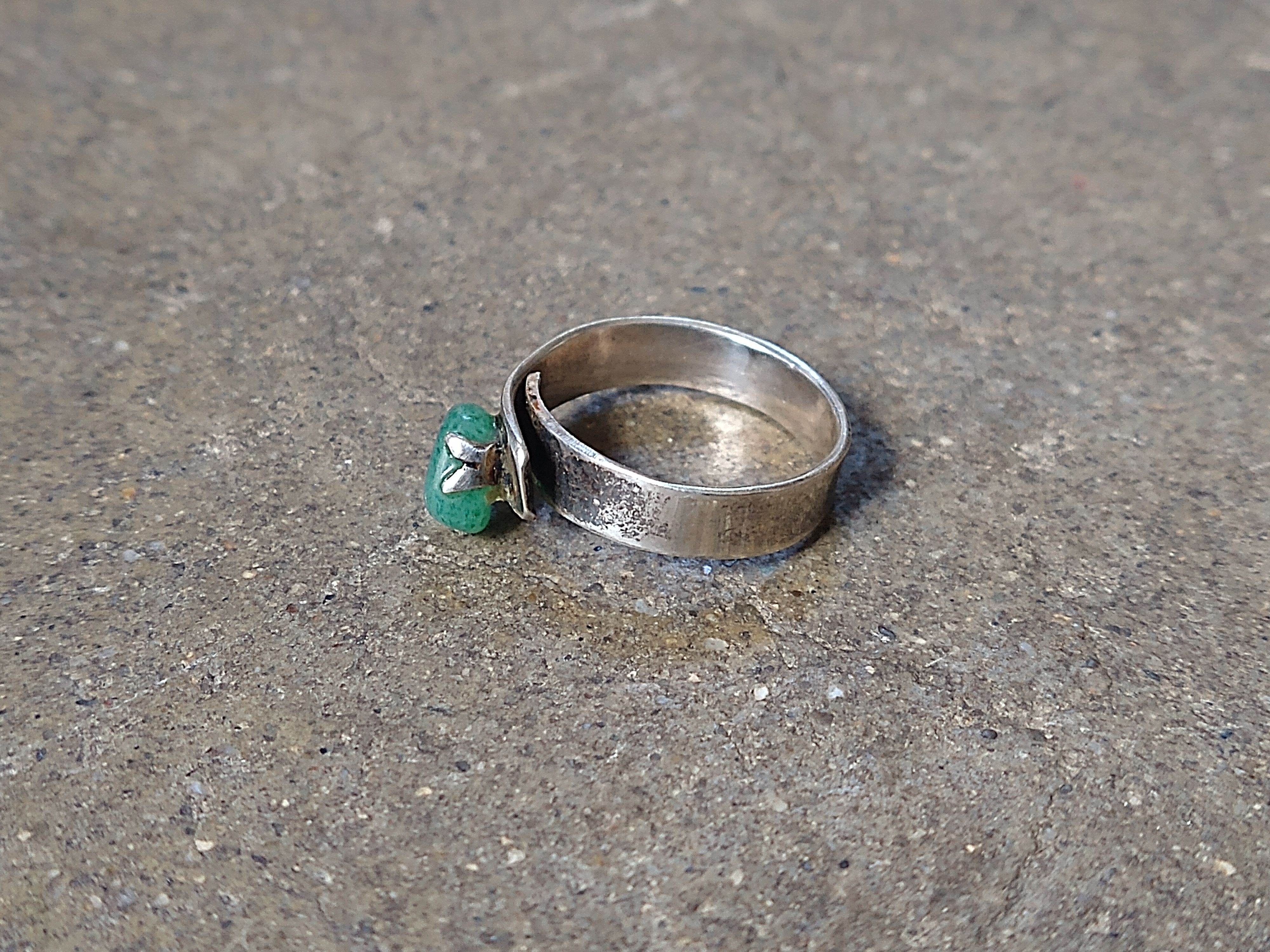 Jewelry × Vintage Vintage Sterling Silver Ring 7 Green Aventurine Modern Size ONE SIZE - 4 Thumbnail
