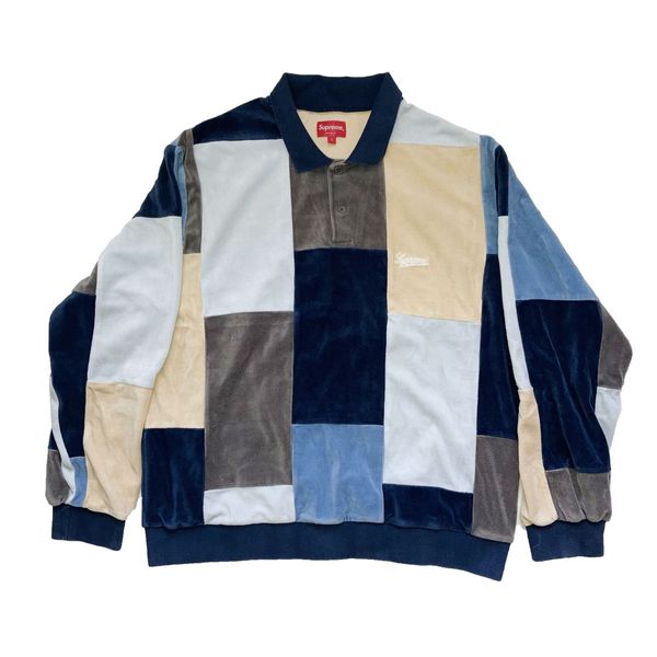 Supreme Supreme Patchwork Velour L/S Polo | Grailed