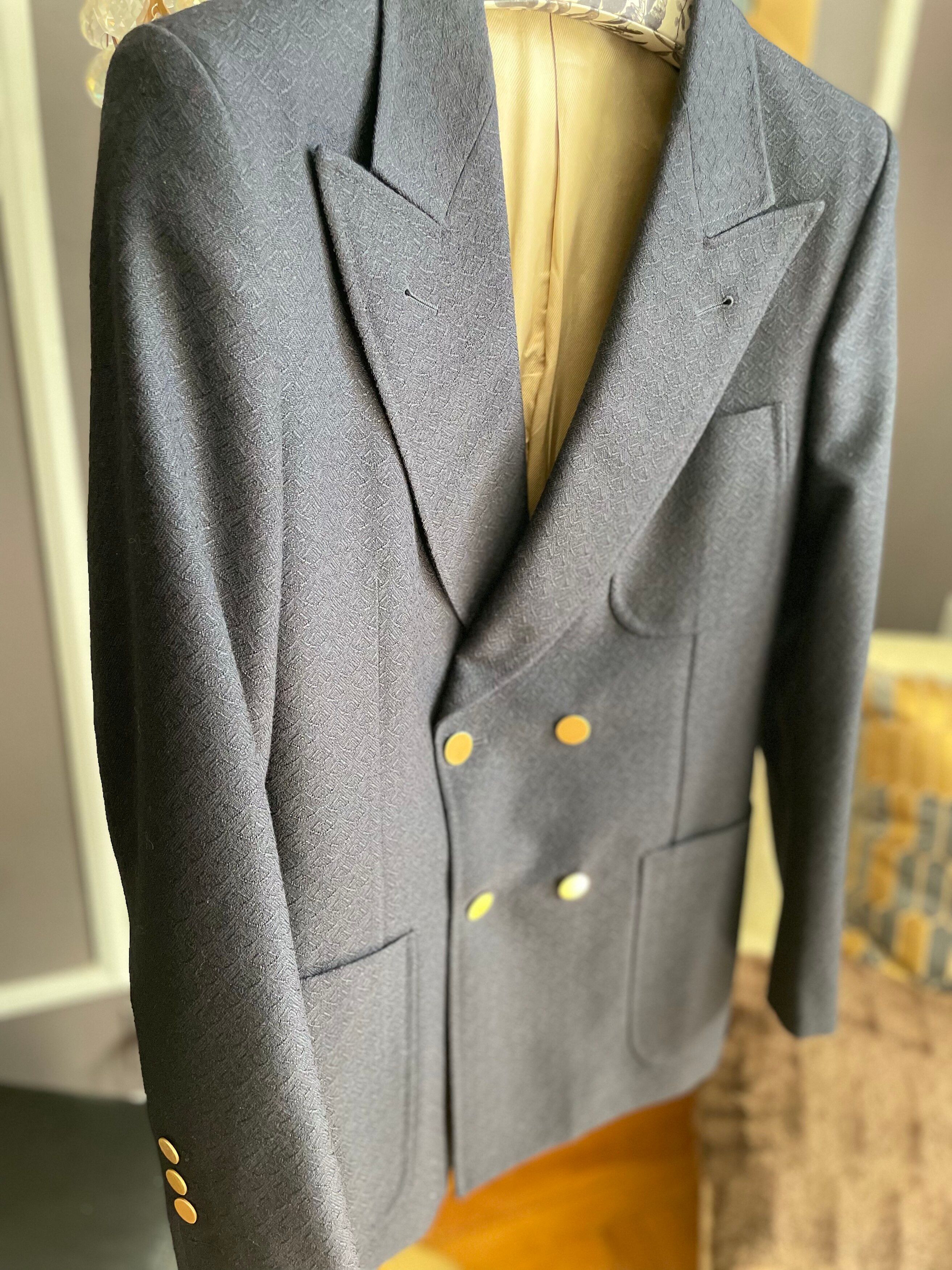 Gucci Gucci Navy Blue Texturized Double Breasted Blazer SS2020 Size 44R - 12 Thumbnail