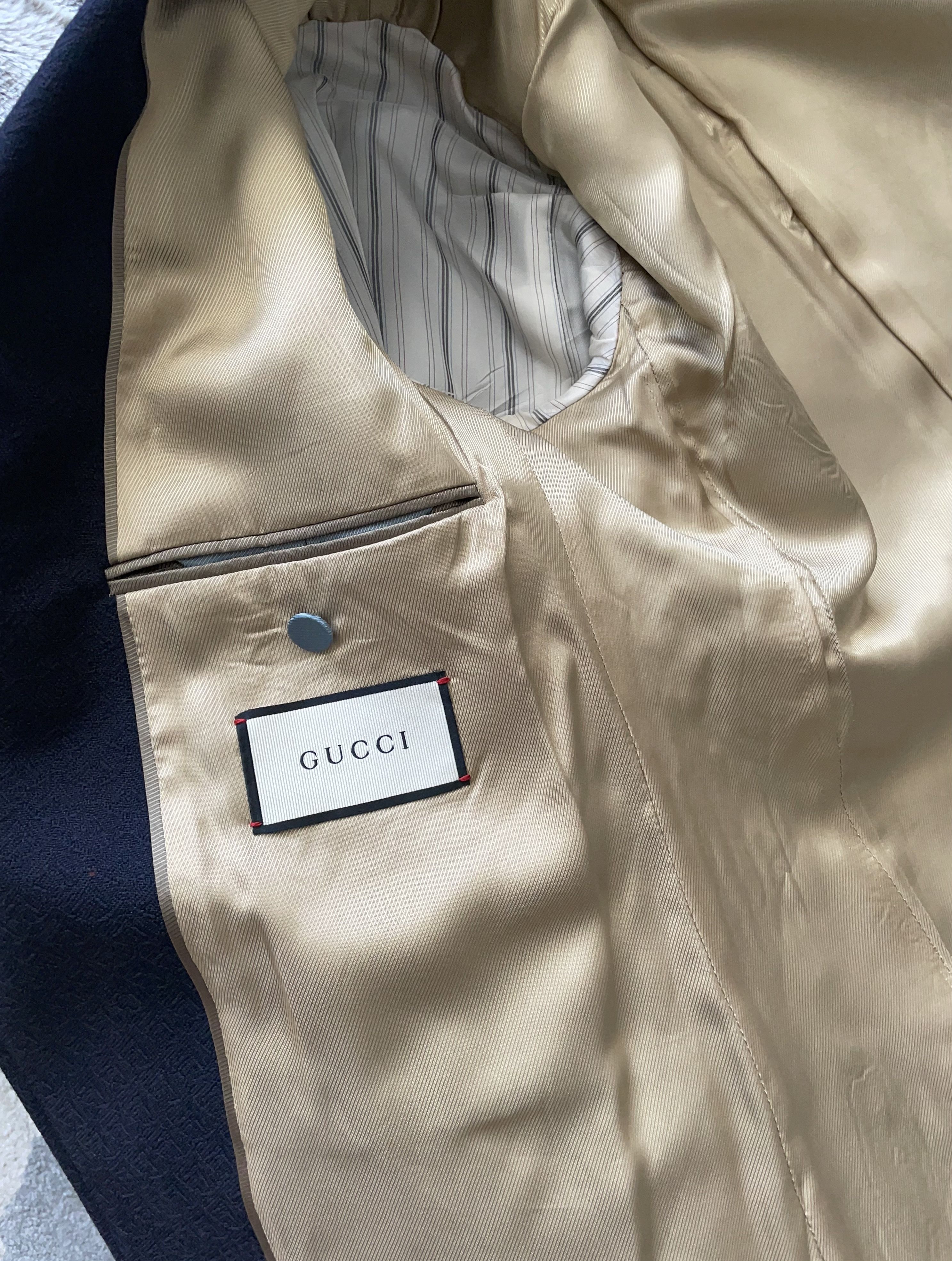Gucci Gucci Navy Blue Texturized Double Breasted Blazer SS2020 Size 44R - 13 Thumbnail