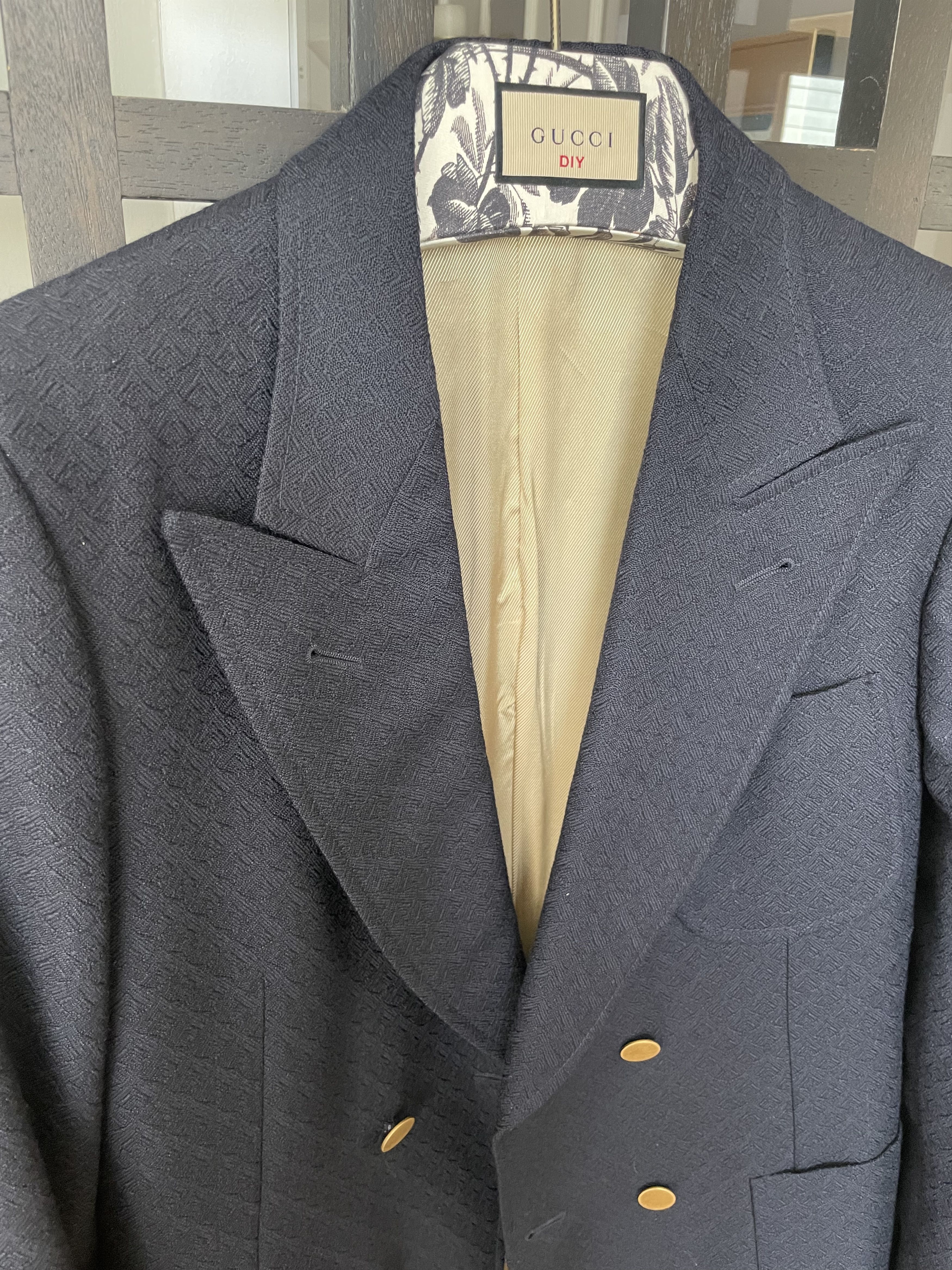 Gucci Gucci Navy Blue Texturized Double Breasted Blazer SS2020 Size 44R - 9 Thumbnail