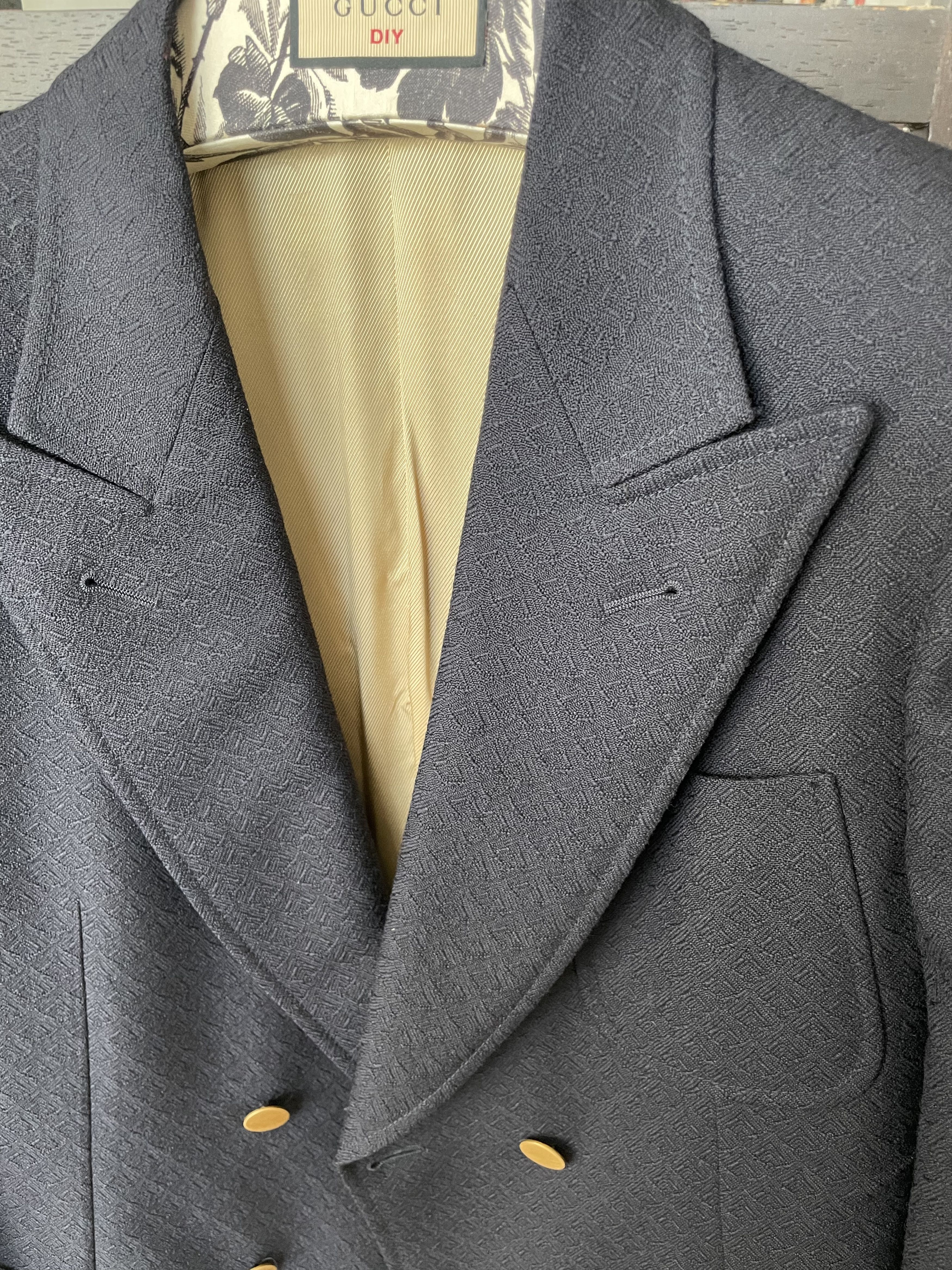 Gucci Gucci Navy Blue Texturized Double Breasted Blazer SS2020 Size 44R - 8 Thumbnail