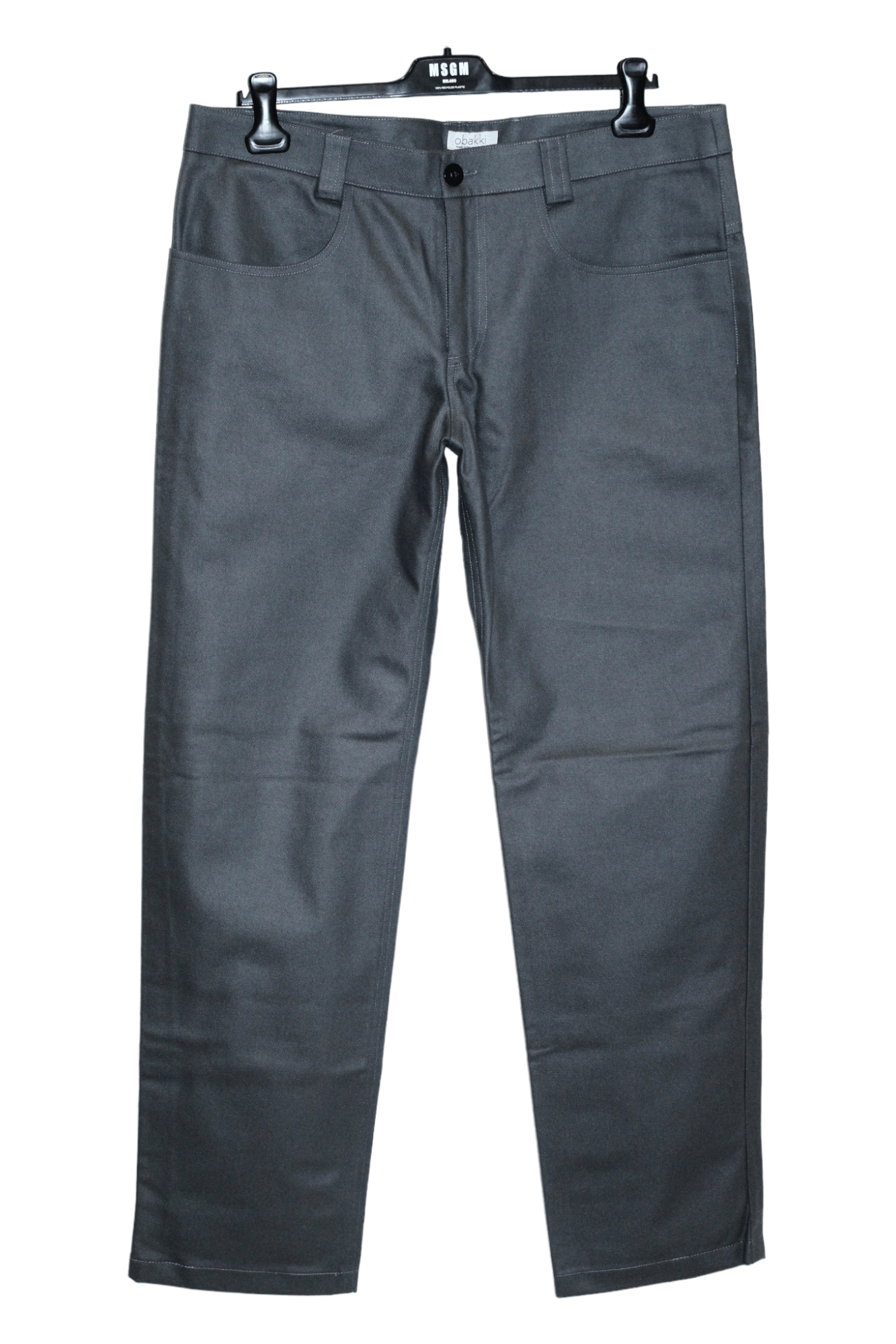 image of Made In Canada Obakki Straight Leg Wool Viscose Charcoral Grey Coated Pants, Men's (Size 36)