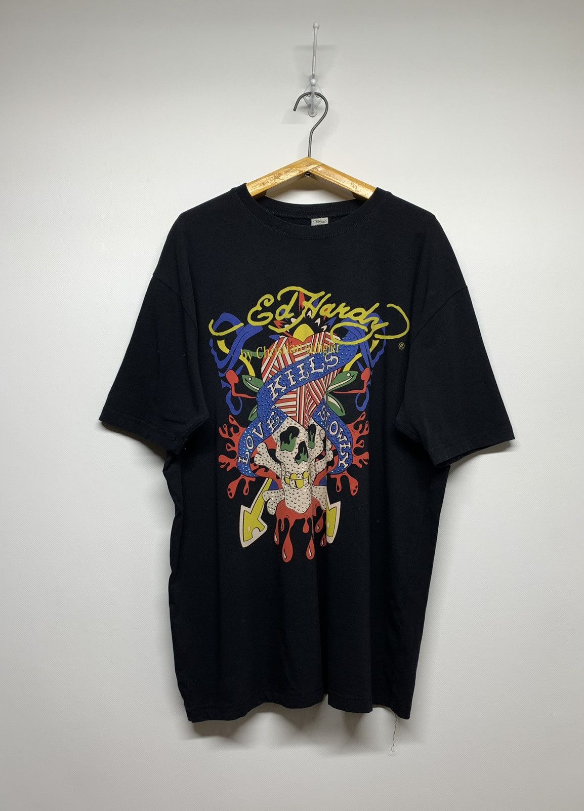 Ed Hardy Vintage Y2k Ed Hardy Skull Big Logo T-Shirt 00’s Size US XXL / EU 58 / 5 - 2 Thumbnail