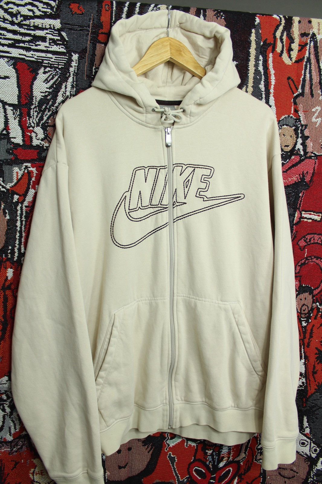 Nike × Vintage Vintage Nike Spellout Hoodie Retro Beige Brown XL Size US XL / EU 56 / 4 - 1 Thumbnail
