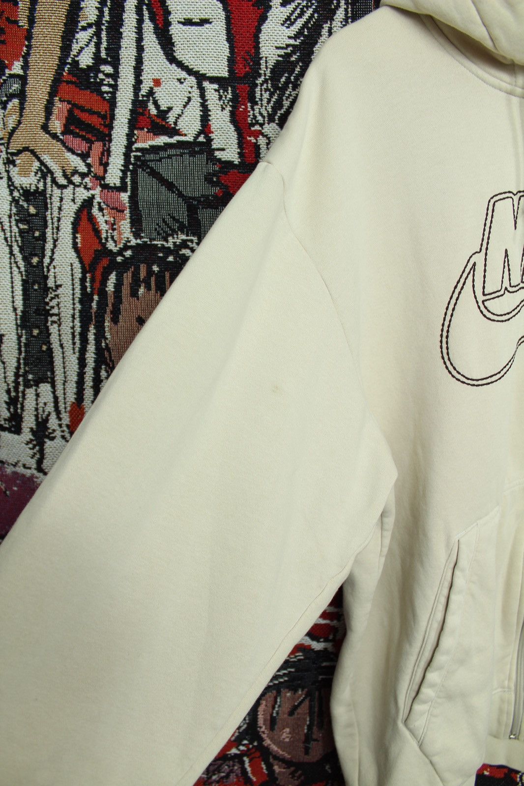 Nike × Vintage Vintage Nike Spellout Hoodie Retro Beige Brown XL Size US XL / EU 56 / 4 - 10 Thumbnail