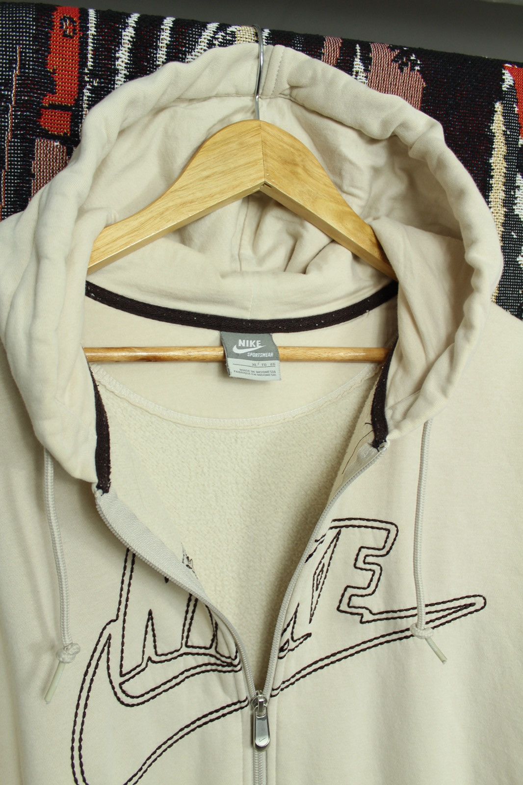 Nike × Vintage Vintage Nike Spellout Hoodie Retro Beige Brown XL Size US XL / EU 56 / 4 - 5 Thumbnail