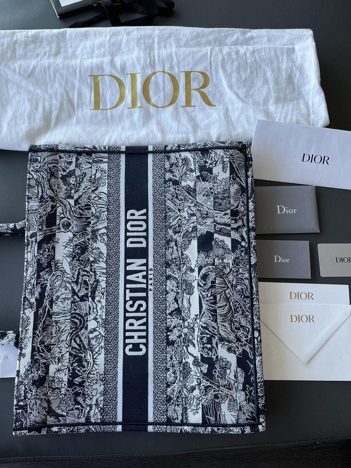 Dior Runway Limited Edition Dior Logo Large Embroidery Book Tote Size ONE SIZE - 19 Thumbnail