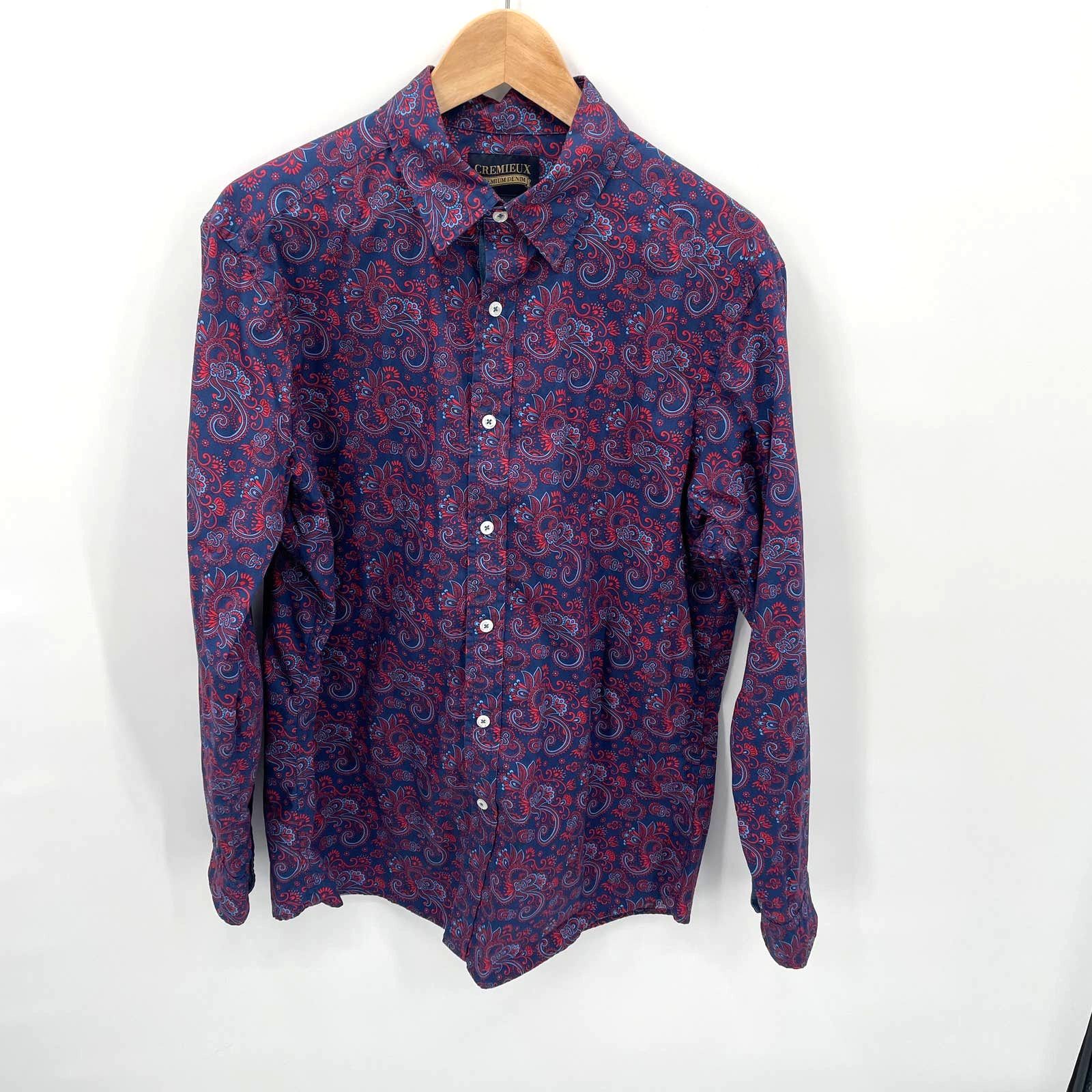CREMIEUX Men's Cottton Paisley Button Down Shirt // L